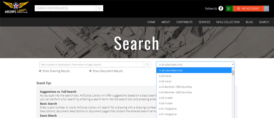 Use the main search page to find results in any unit on the website, or any specific one you choose.