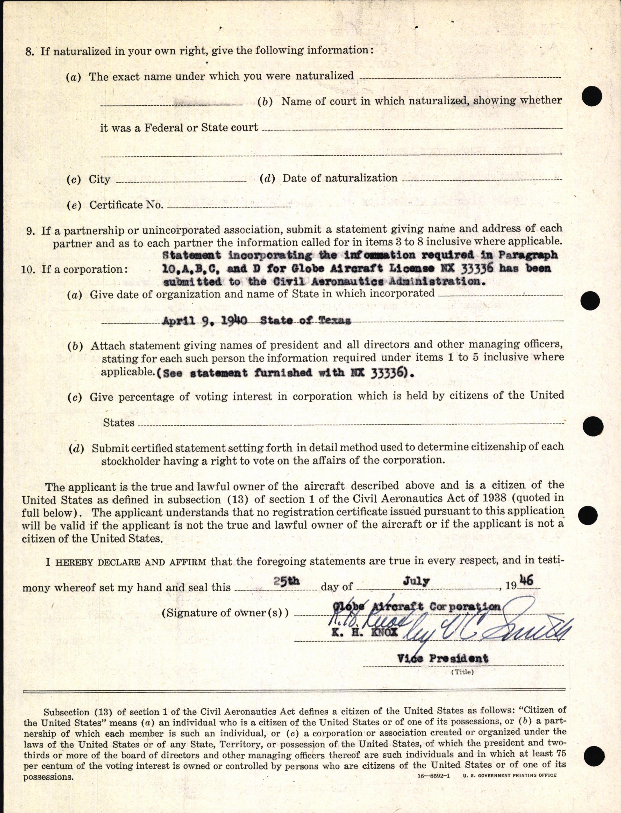 Sample page 4 from AirCorps Library document: Technical Information for Serial Number 1046