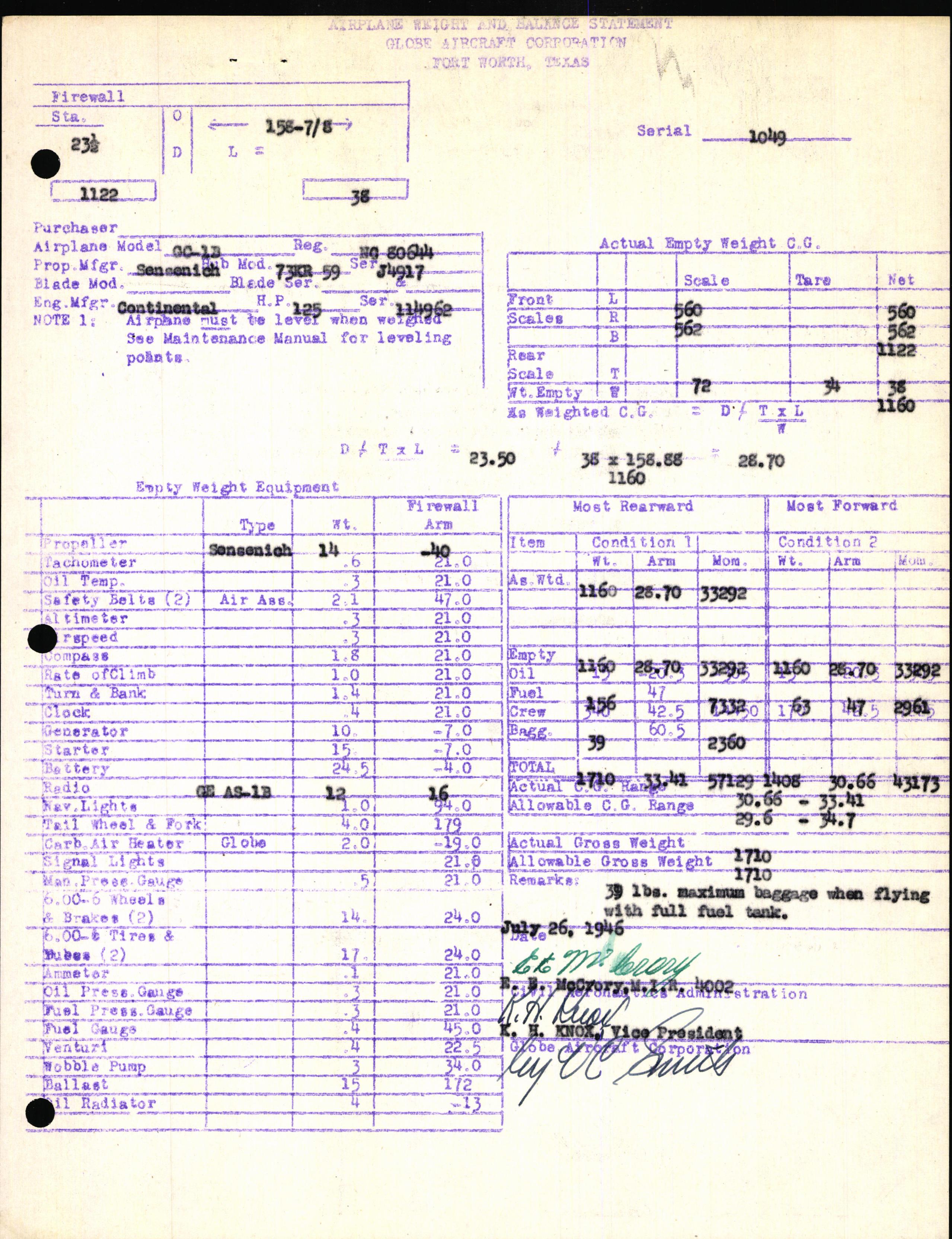 Sample page 5 from AirCorps Library document: Technical Information for Serial Number 1049