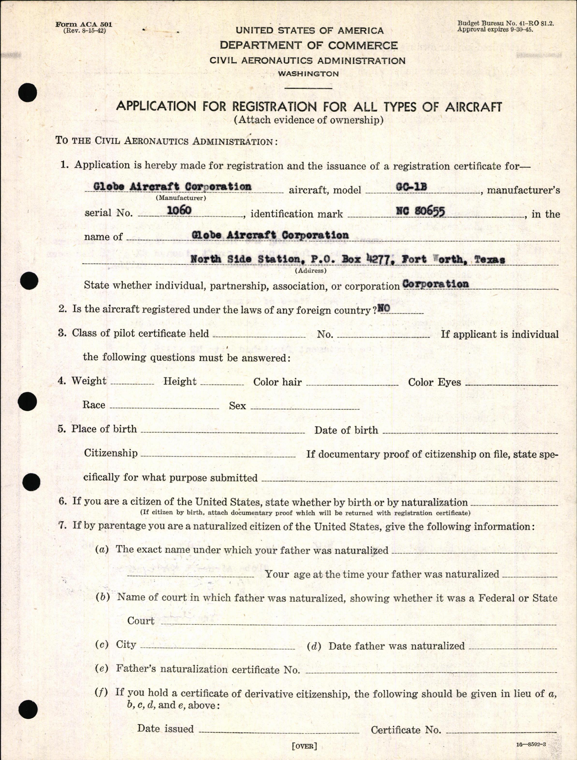 Sample page 3 from AirCorps Library document: Technical Information for Serial Number 1060