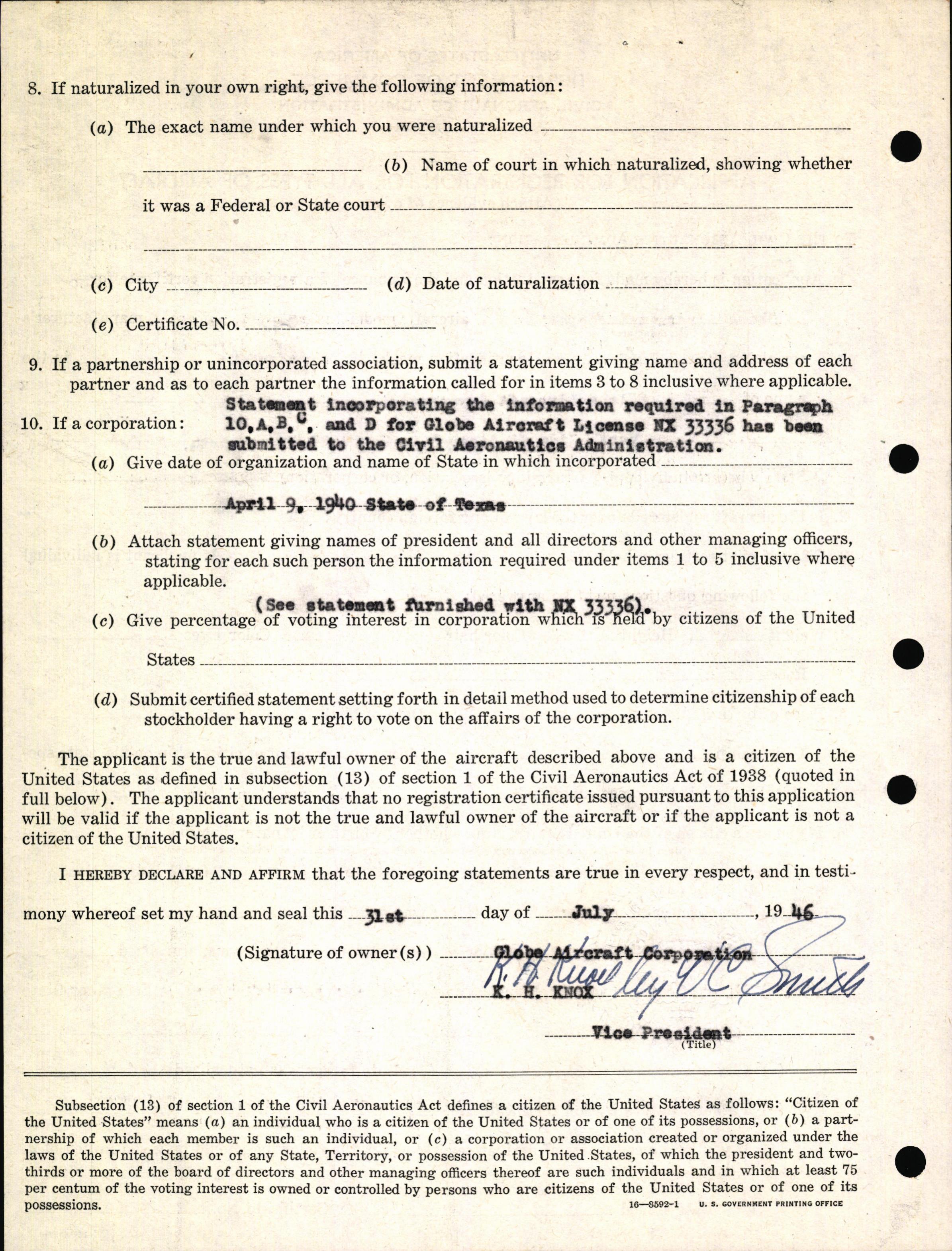 Sample page 4 from AirCorps Library document: Technical Information for Serial Number 1069
