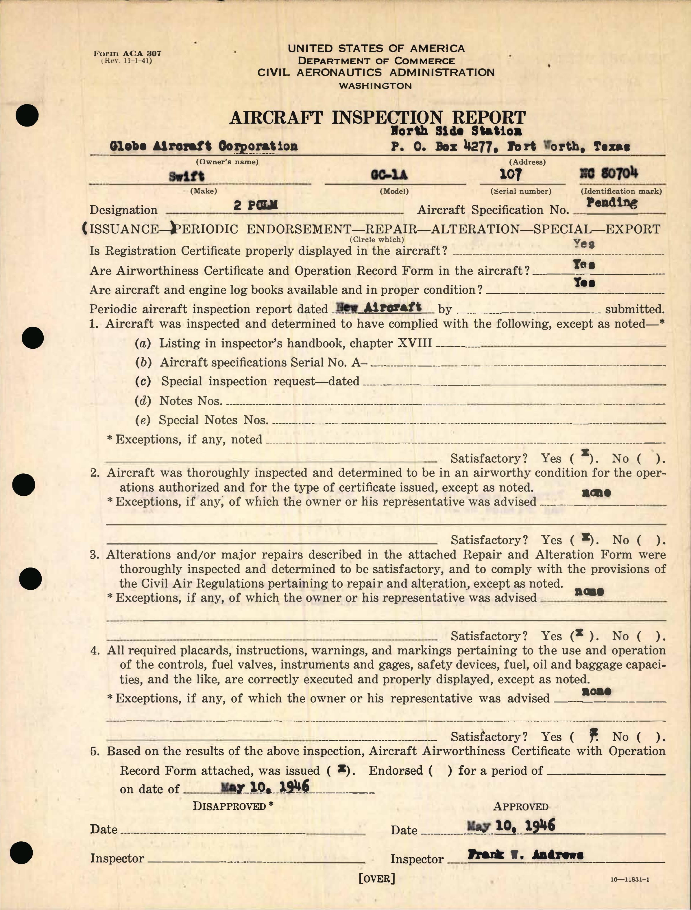 Sample page 11 from AirCorps Library document: Technical Information for Serial Number 107