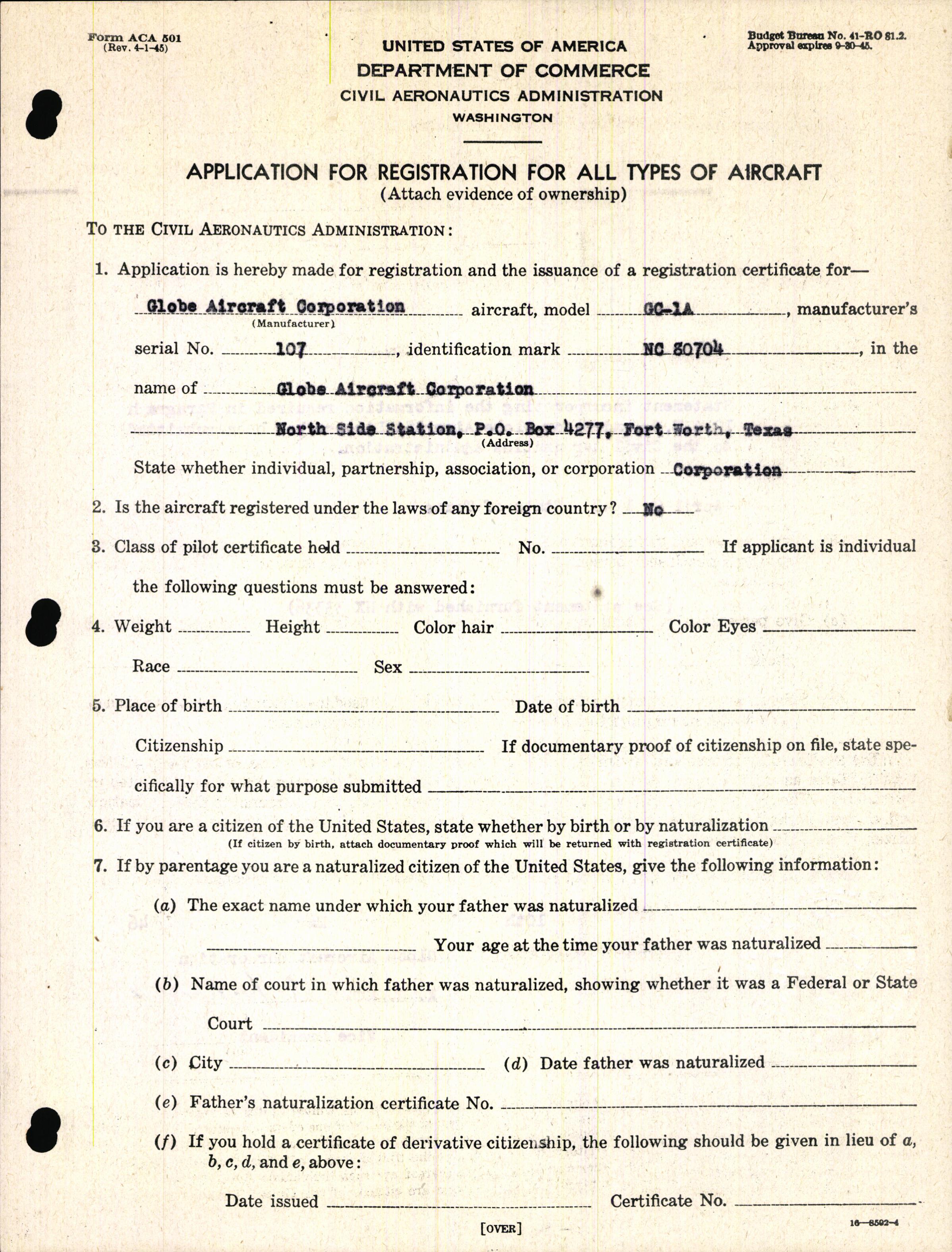Sample page 9 from AirCorps Library document: Technical Information for Serial Number 107
