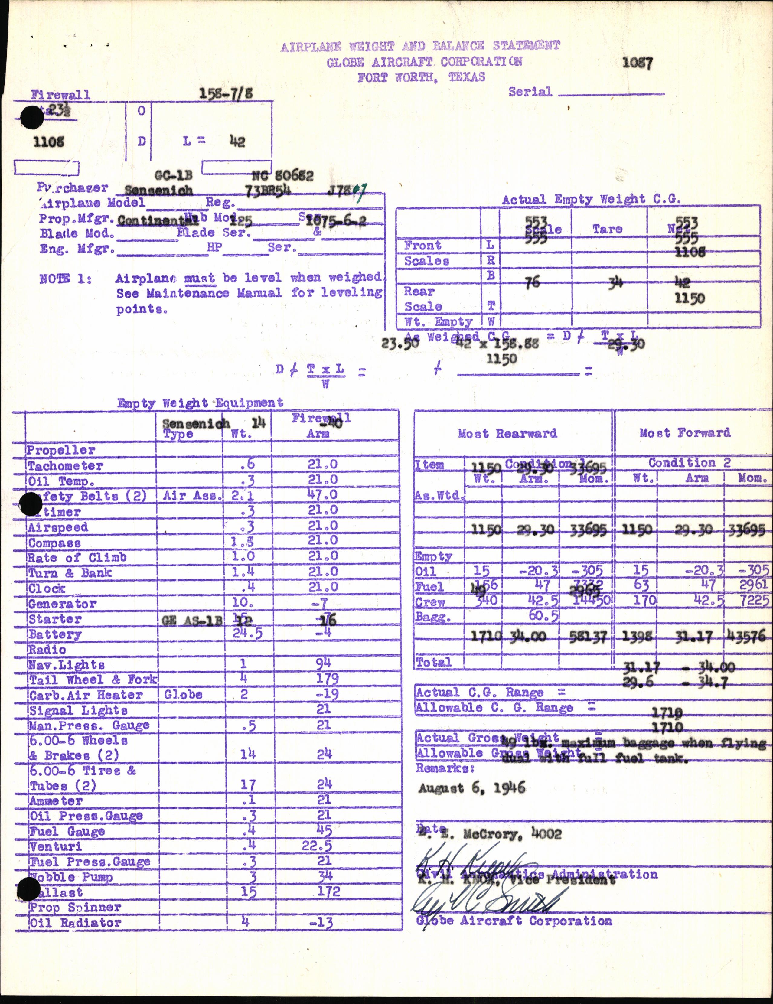 Sample page 7 from AirCorps Library document: Technical Information for Serial Number 1087
