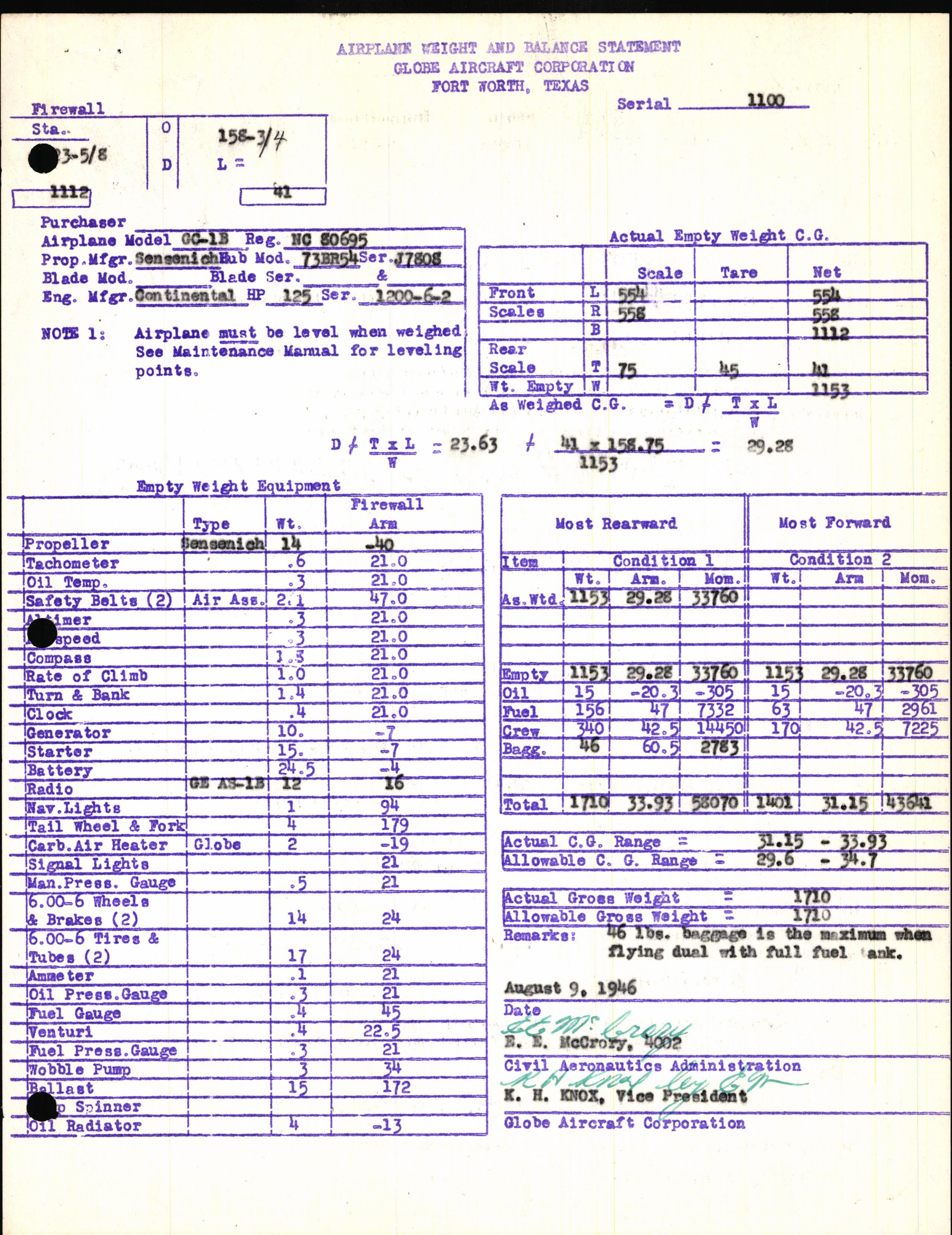 Sample page 5 from AirCorps Library document: Technical Information for Serial Number 1100