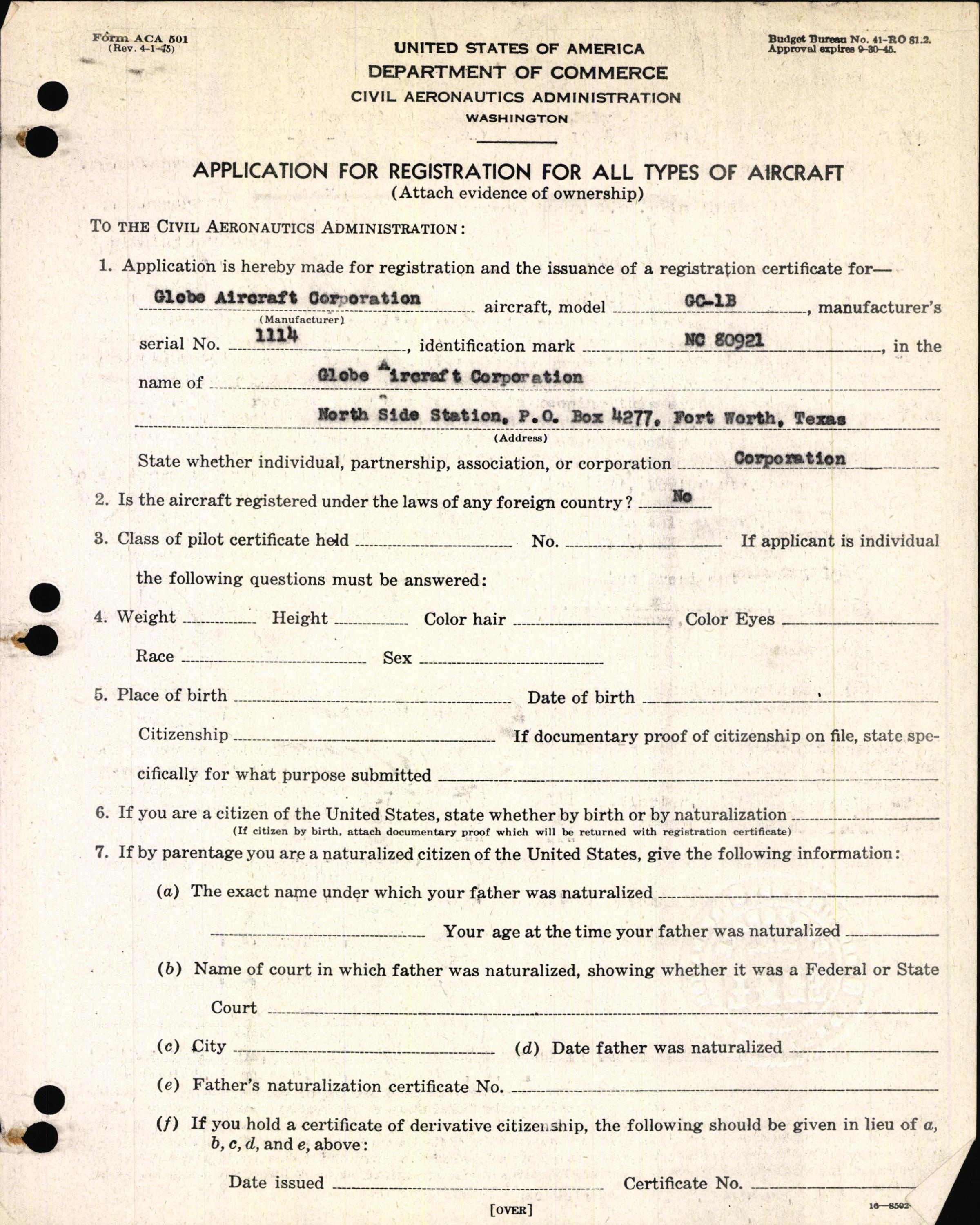 Sample page 3 from AirCorps Library document: Technical Information for Serial Number 1114