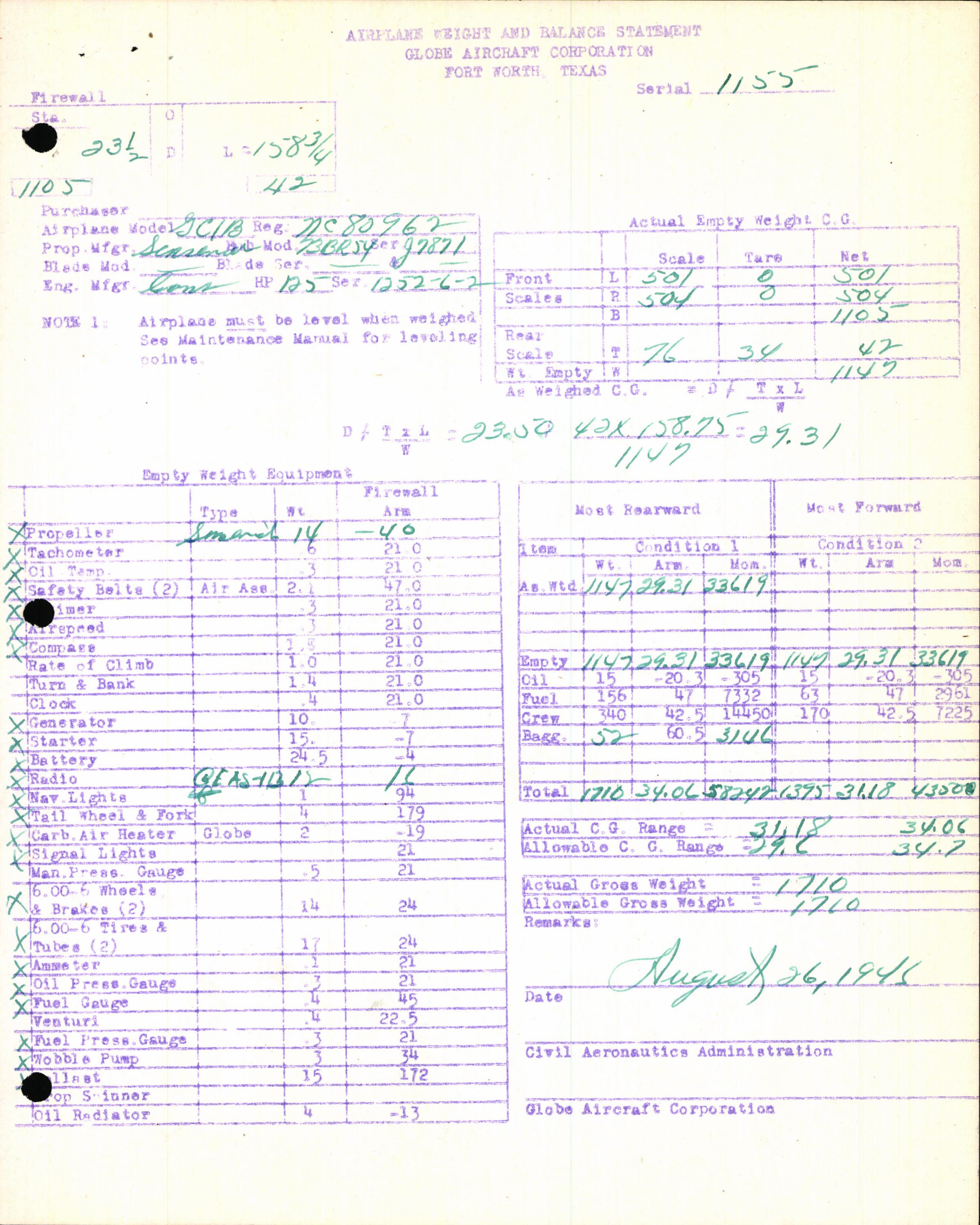 Sample page 7 from AirCorps Library document: Technical Information for Serial Number 1155