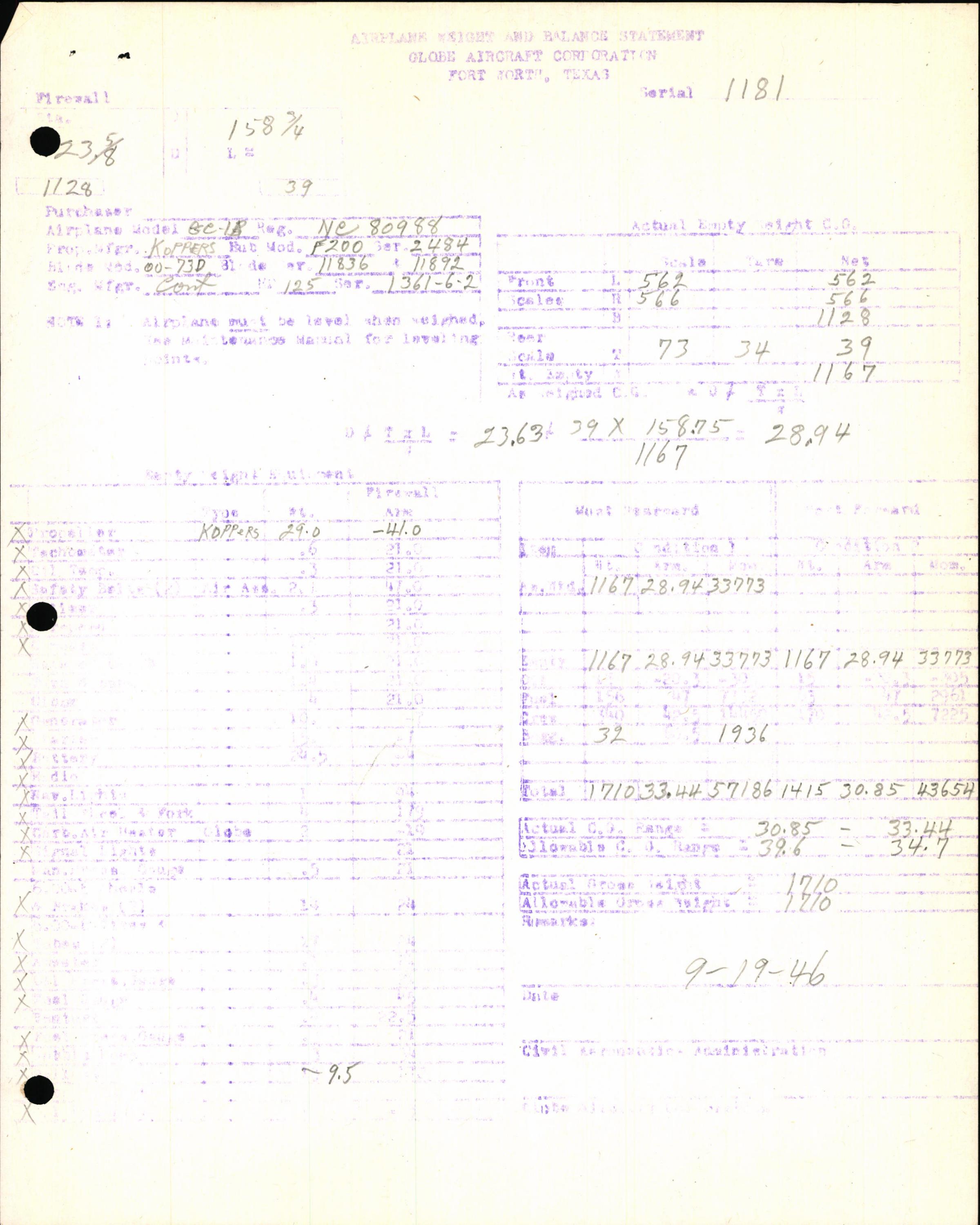 Sample page 7 from AirCorps Library document: Technical Information for Serial Number 1181