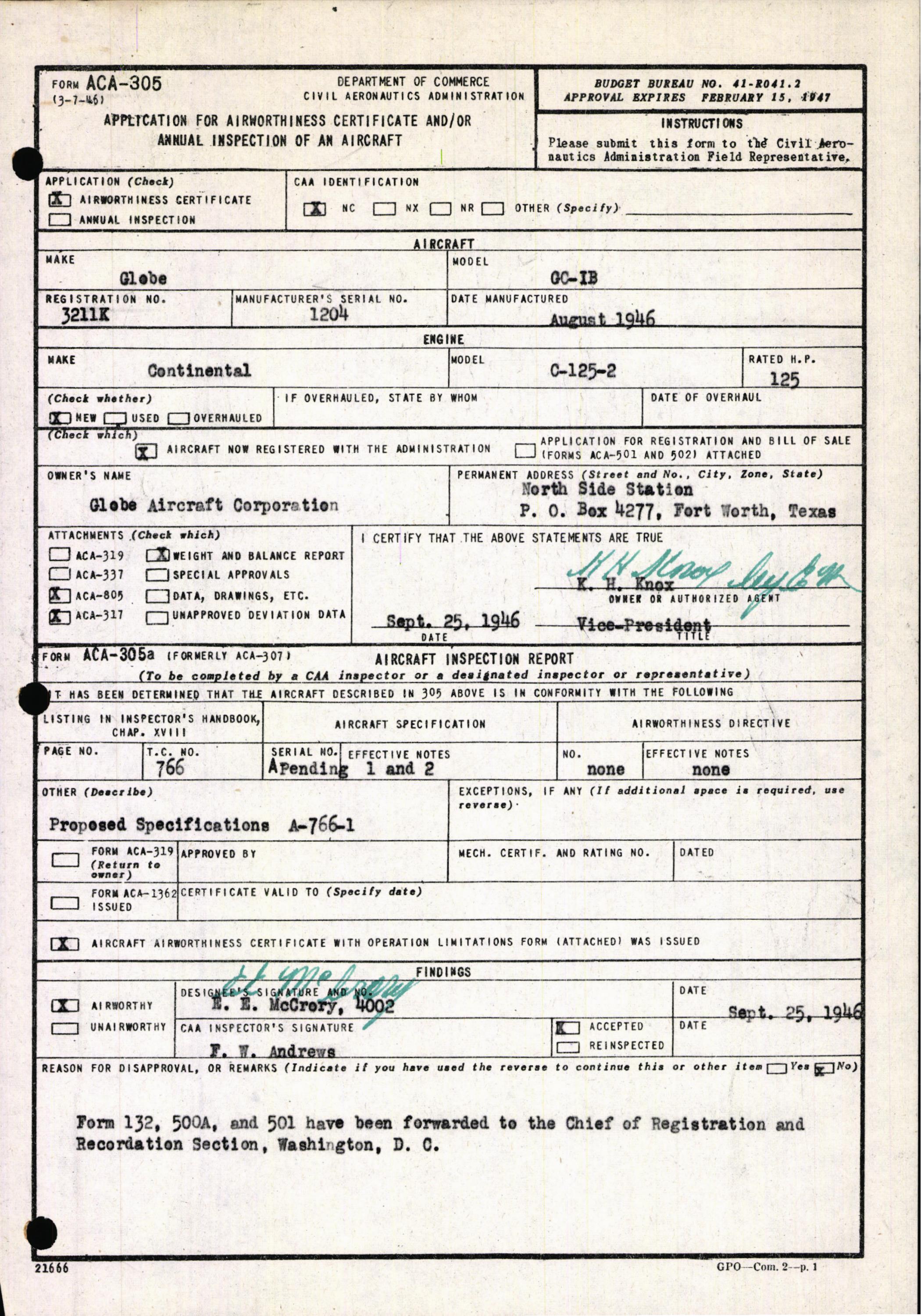 Sample page 3 from AirCorps Library document: Technical Information for Serial Number 1204