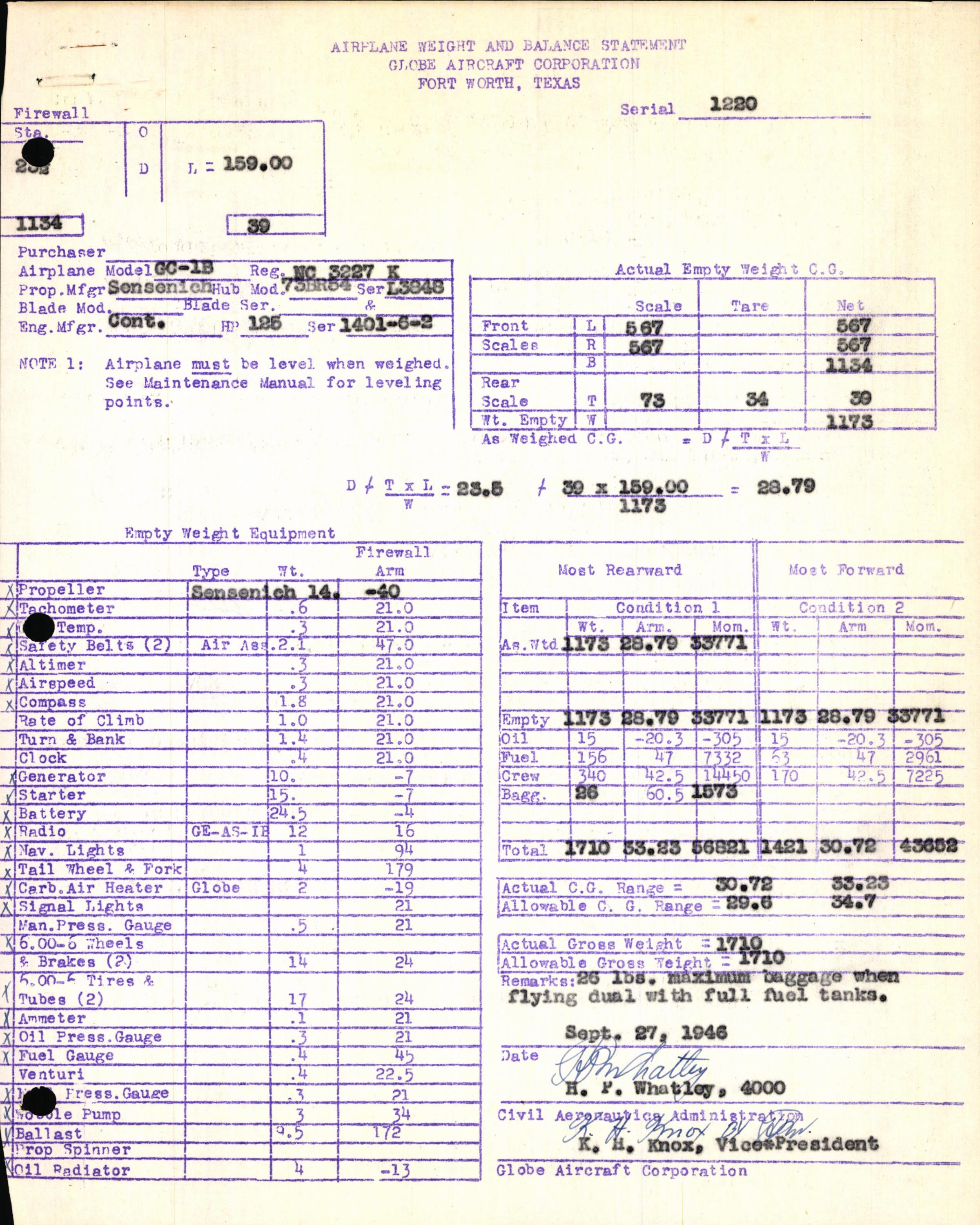 Sample page 5 from AirCorps Library document: Technical Information for Serial Number 1220