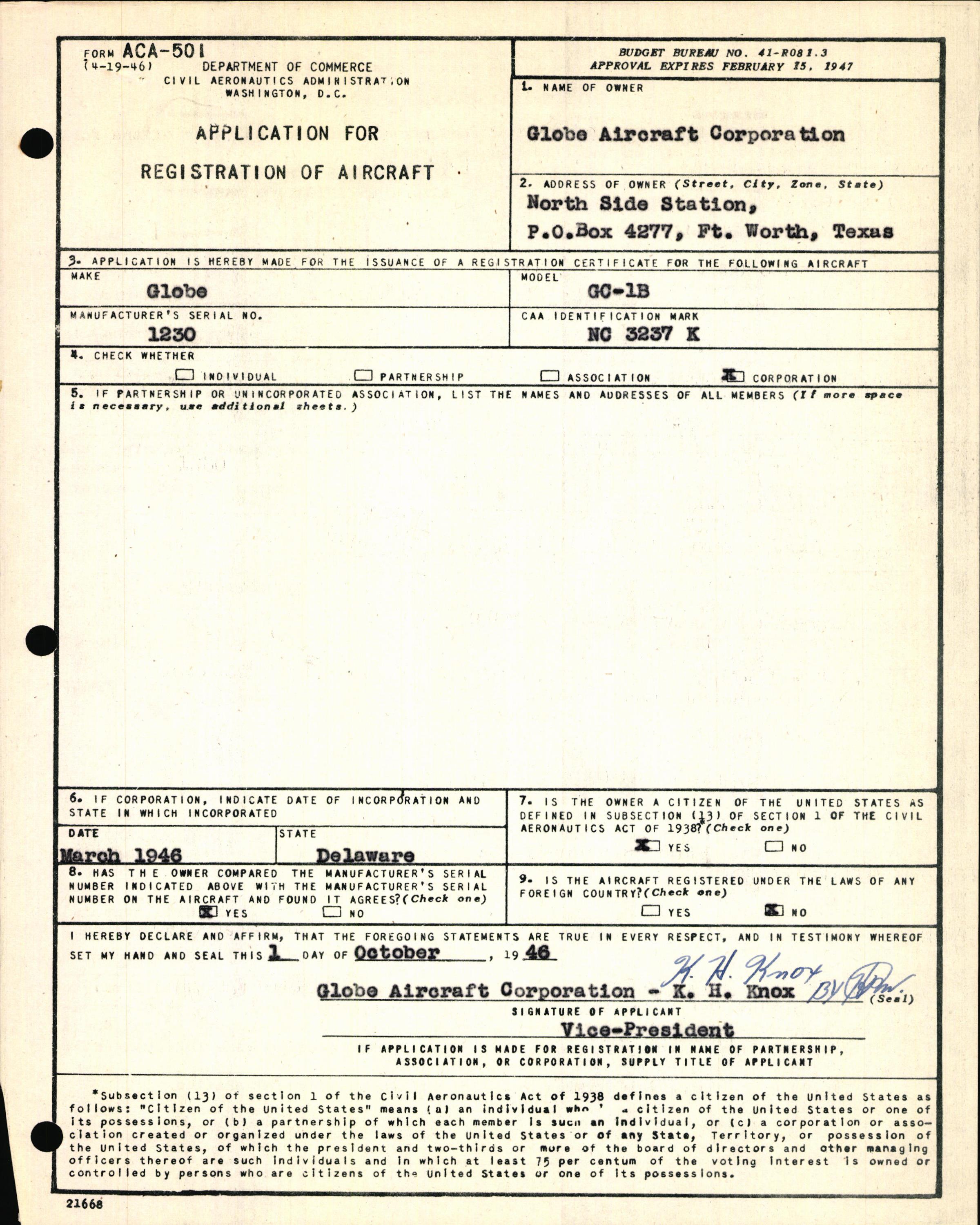 Sample page 5 from AirCorps Library document: Technical Information for Serial Number 1230