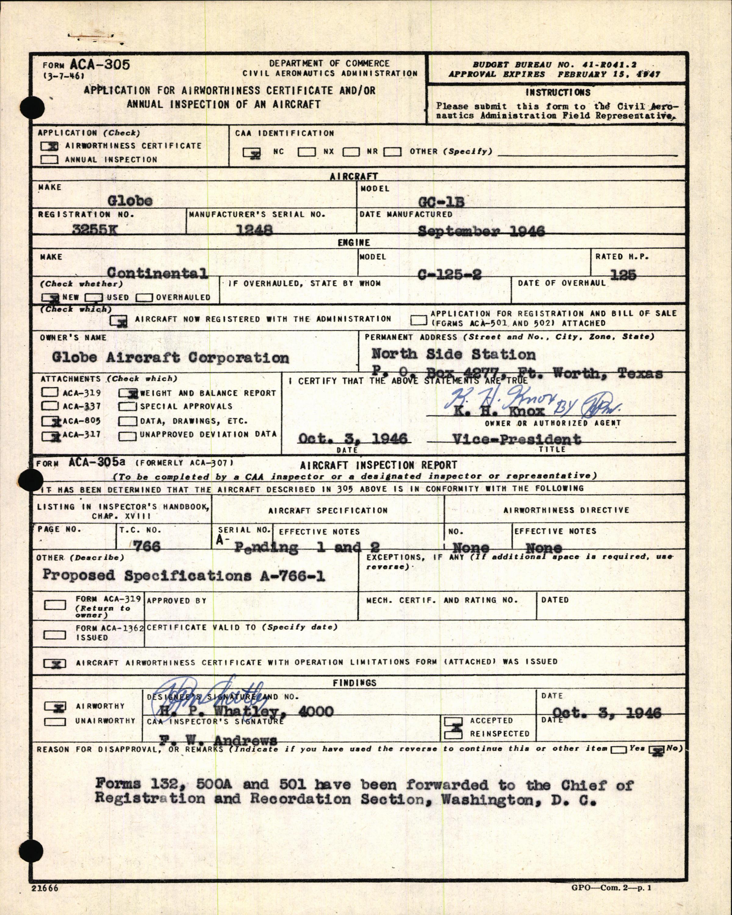 Sample page 3 from AirCorps Library document: Technical Information for Serial Number 1248