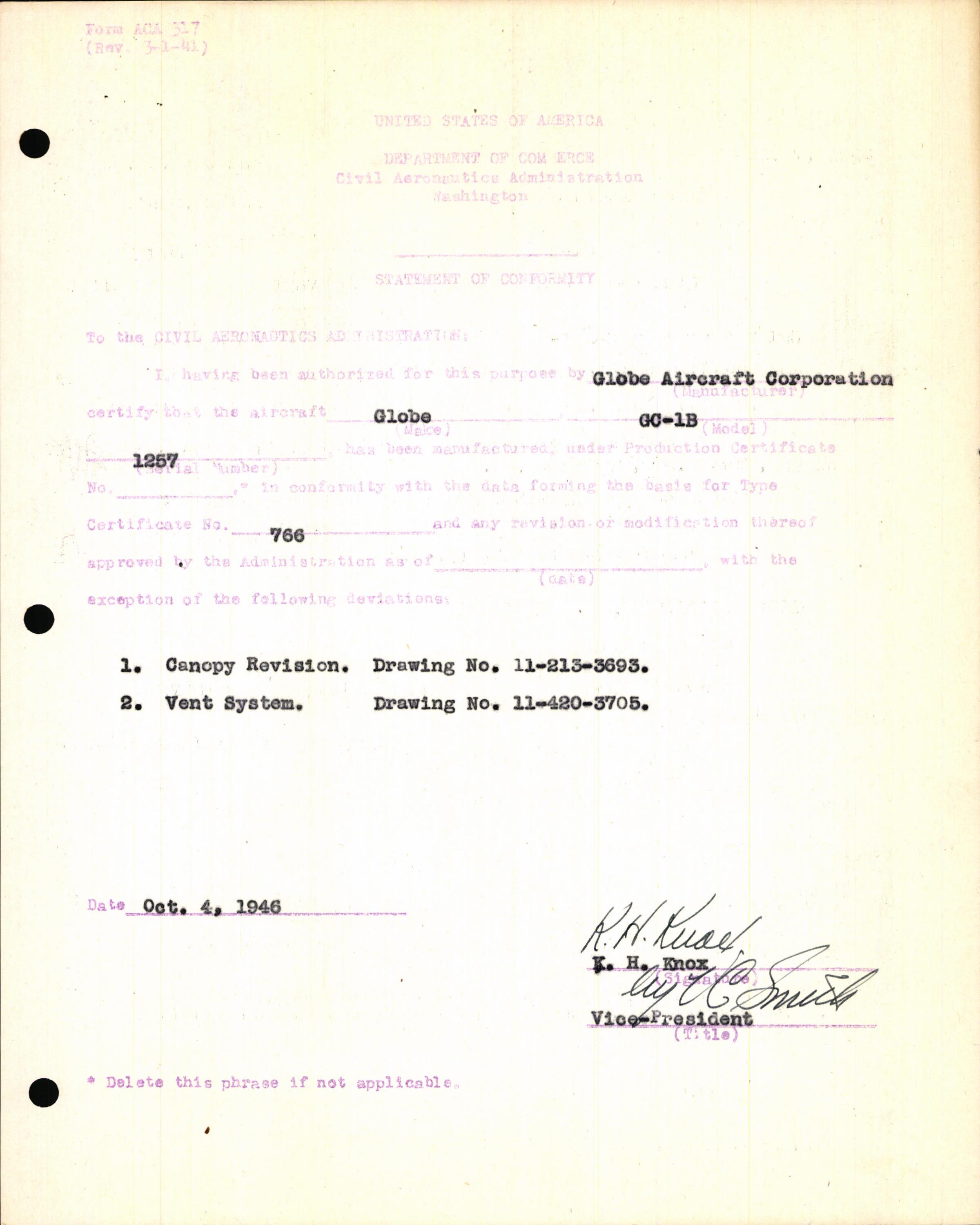 Sample page 7 from AirCorps Library document: Technical Information for Serial Number 1257