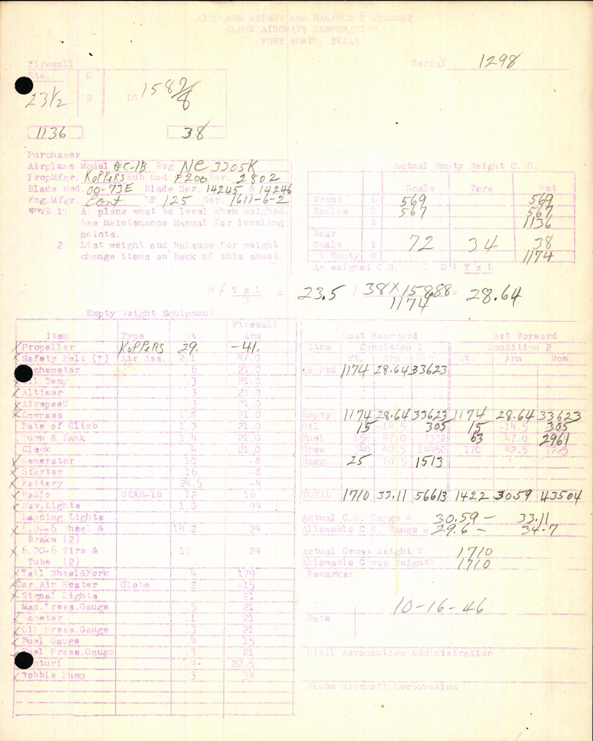 Sample page 7 from AirCorps Library document: Technical Information for Serial Number 1298