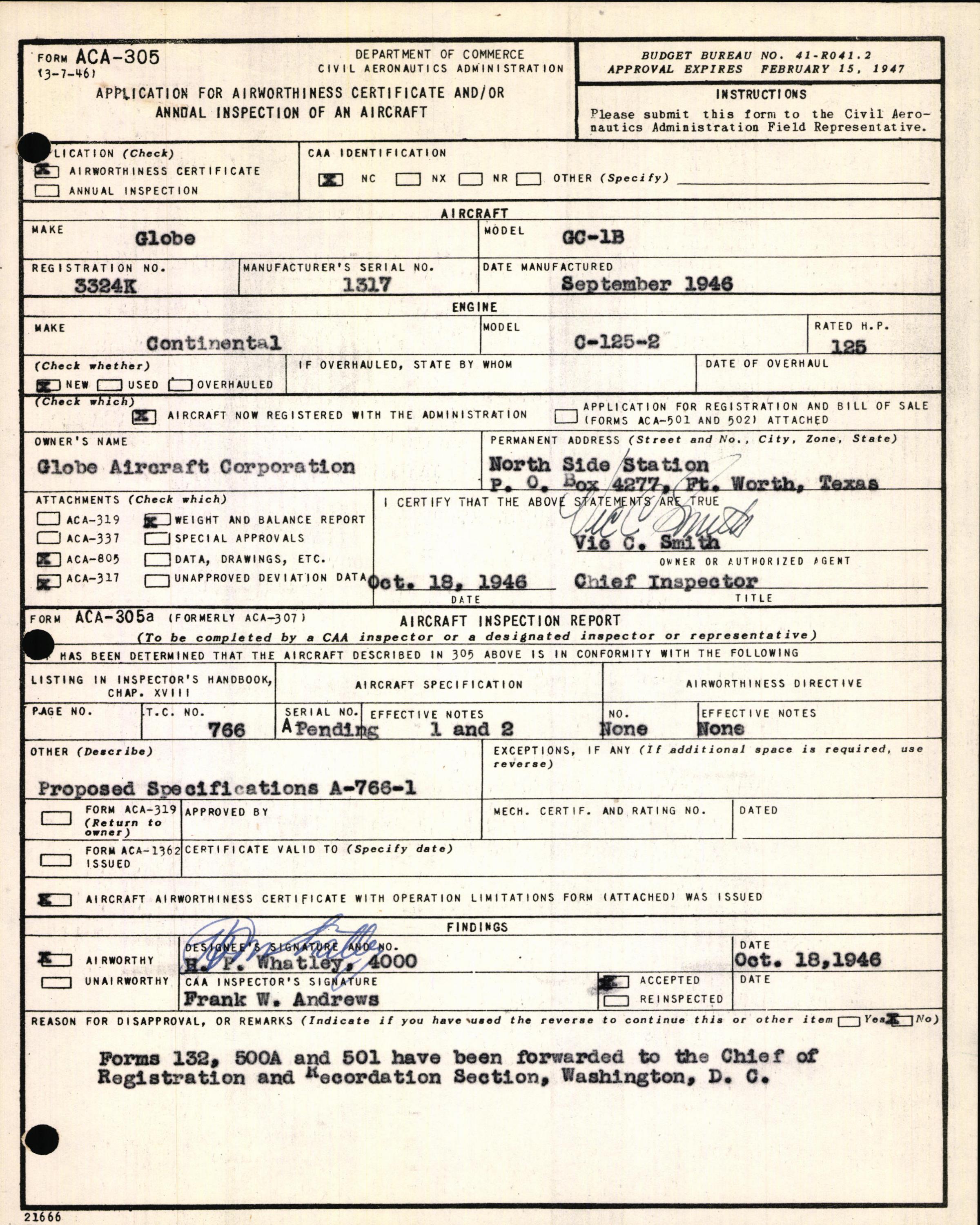 Sample page 3 from AirCorps Library document: Technical Information for Serial Number 1317