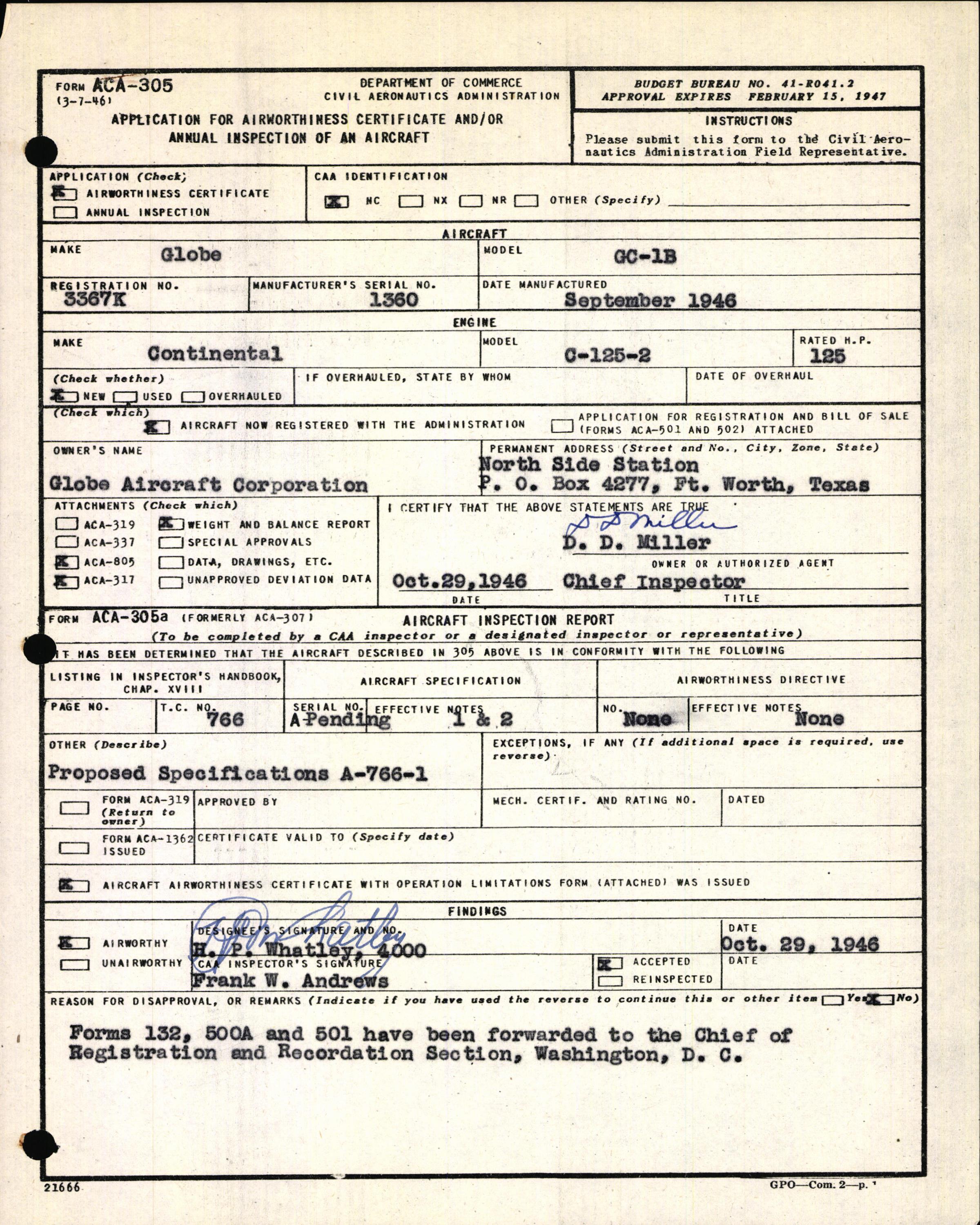 Sample page 3 from AirCorps Library document: Technical Information for Serial Number 1360