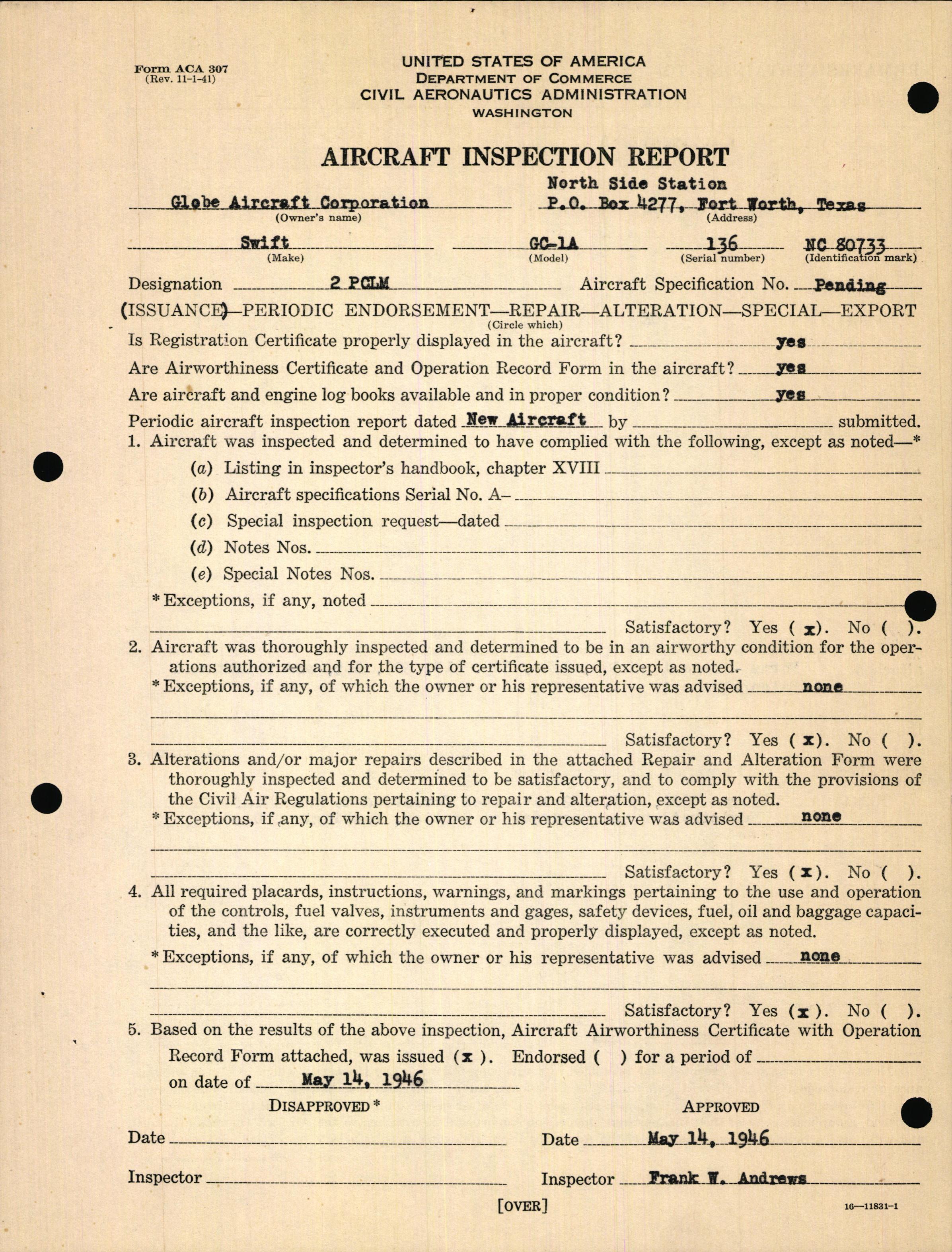 Sample page 5 from AirCorps Library document: Technical Information for Serial Number 136