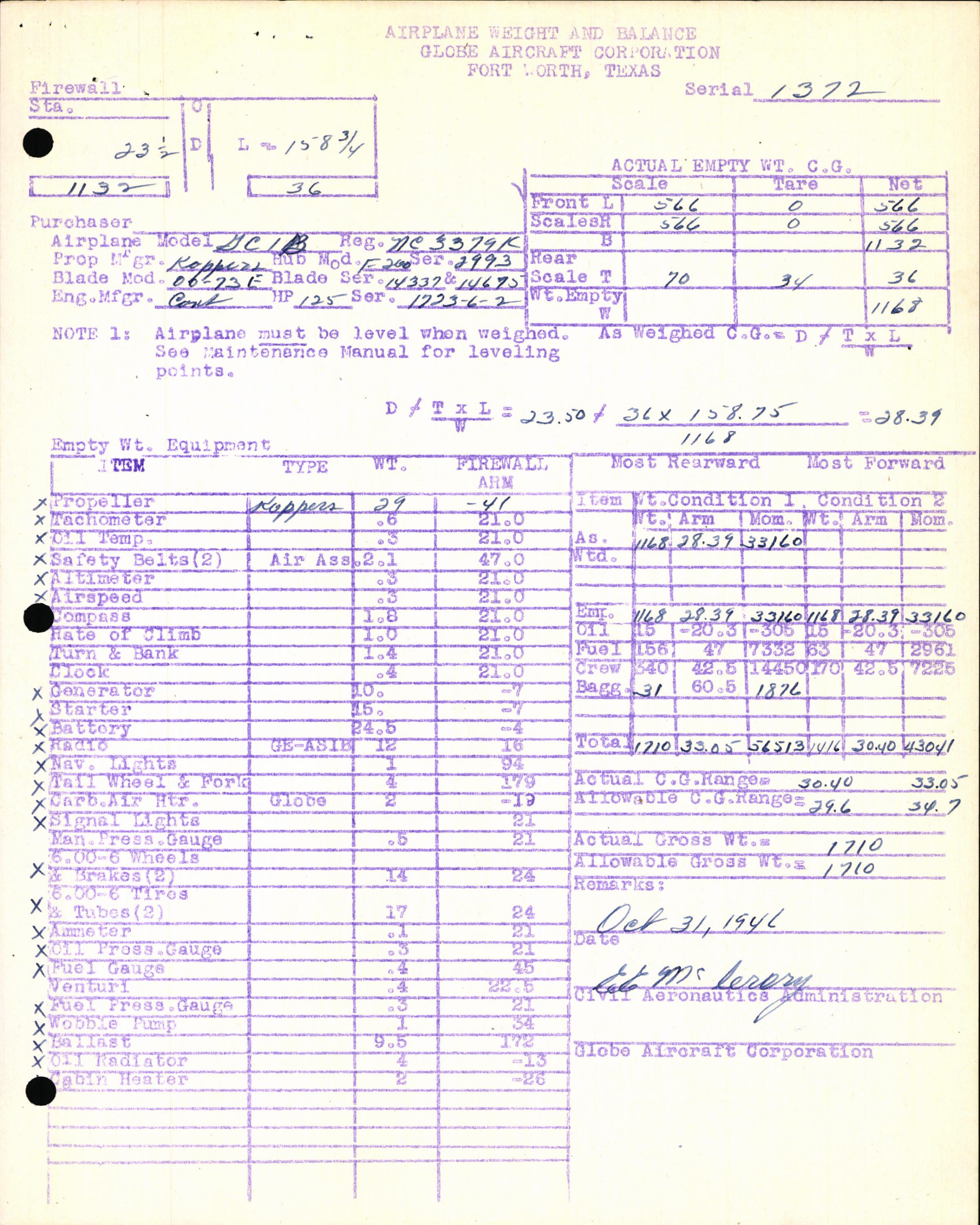 Sample page 7 from AirCorps Library document: Technical Information for Serial Number 1372