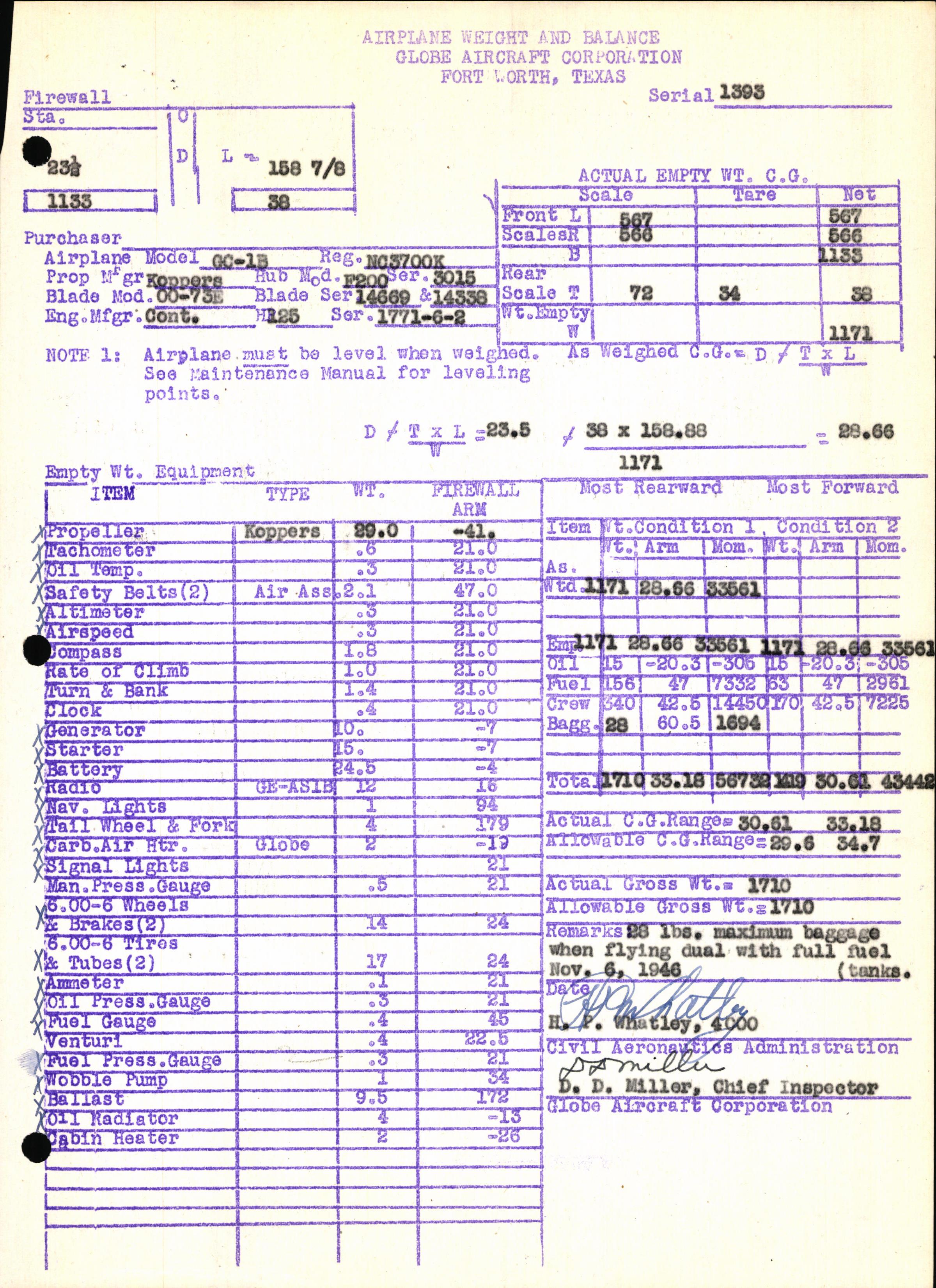 Sample page 7 from AirCorps Library document: Technical Information for Serial Number 1393