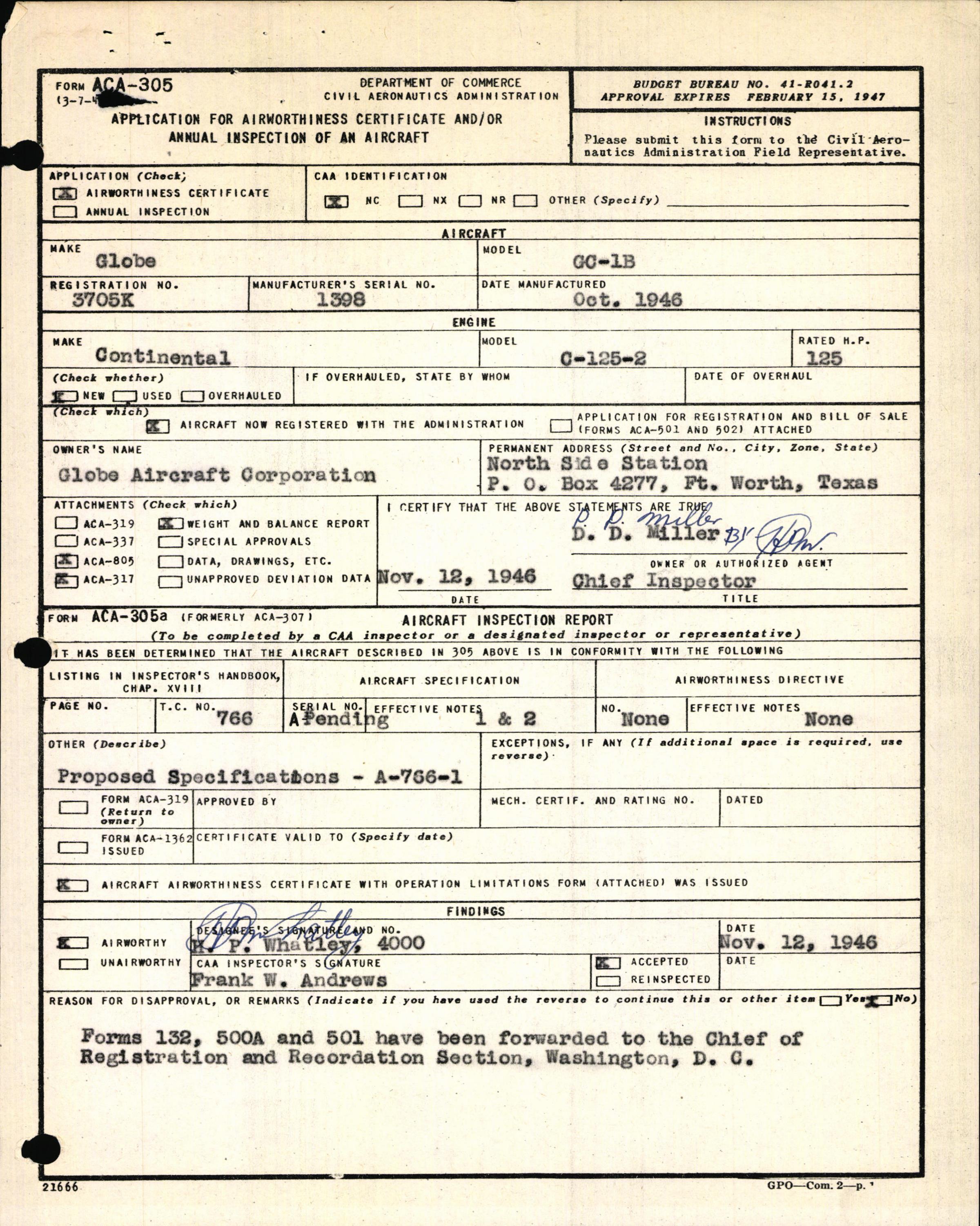 Sample page 3 from AirCorps Library document: Technical Information for Serial Number 1398