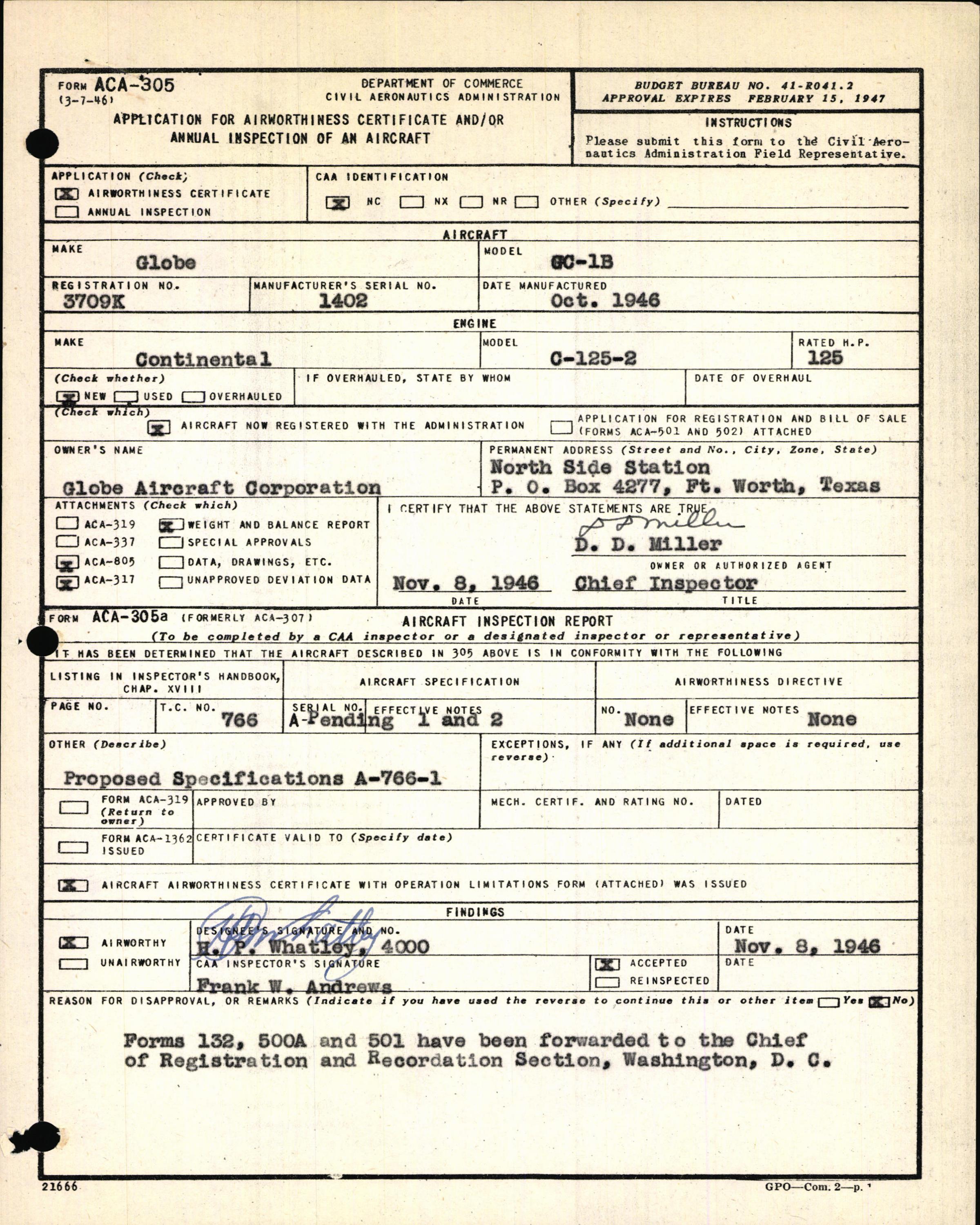 Sample page 3 from AirCorps Library document: Technical Information for Serial Number 1402