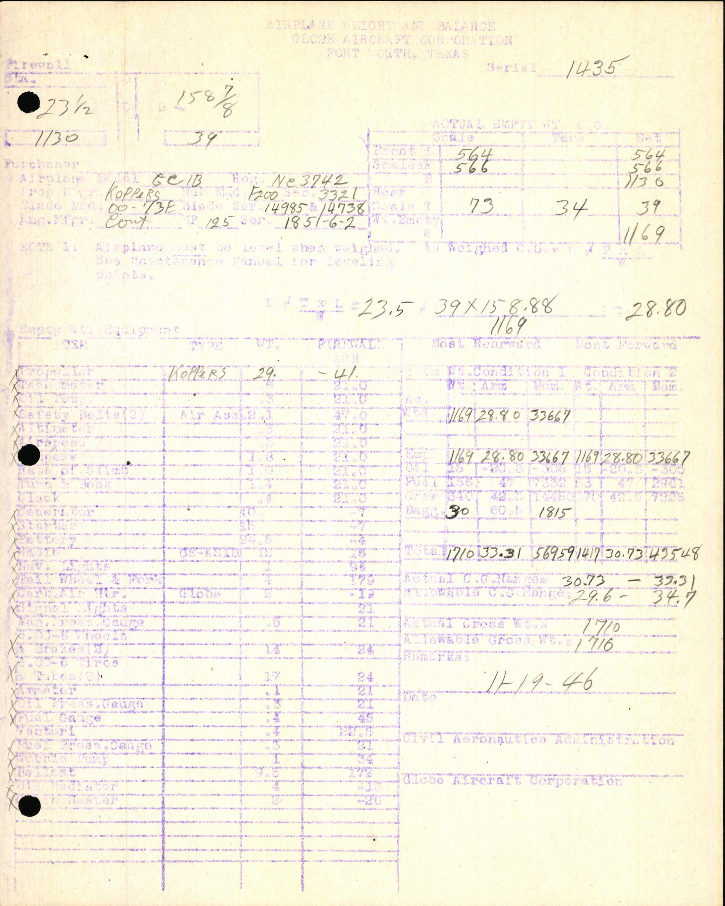 Sample page 7 from AirCorps Library document: Technical Information for Serial Number 1435