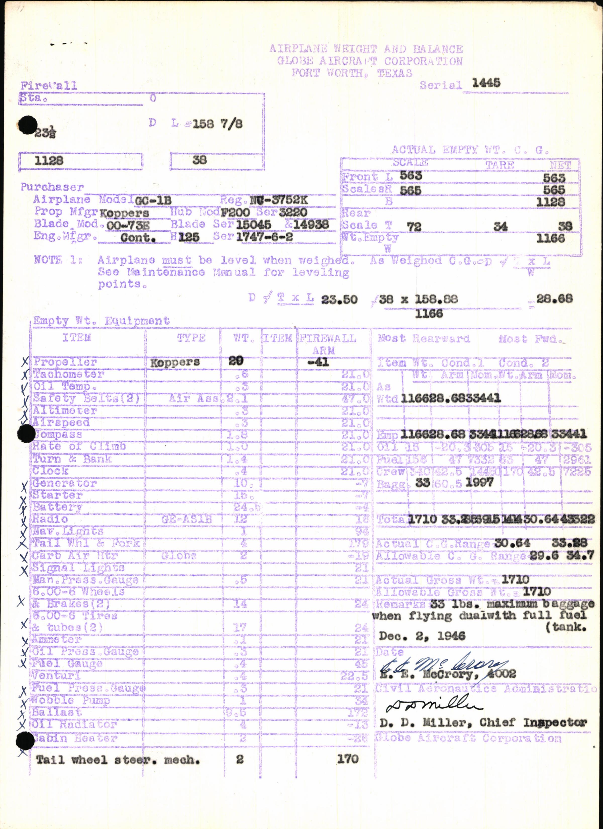 Sample page 5 from AirCorps Library document: Technical Information for Serial Number 1445