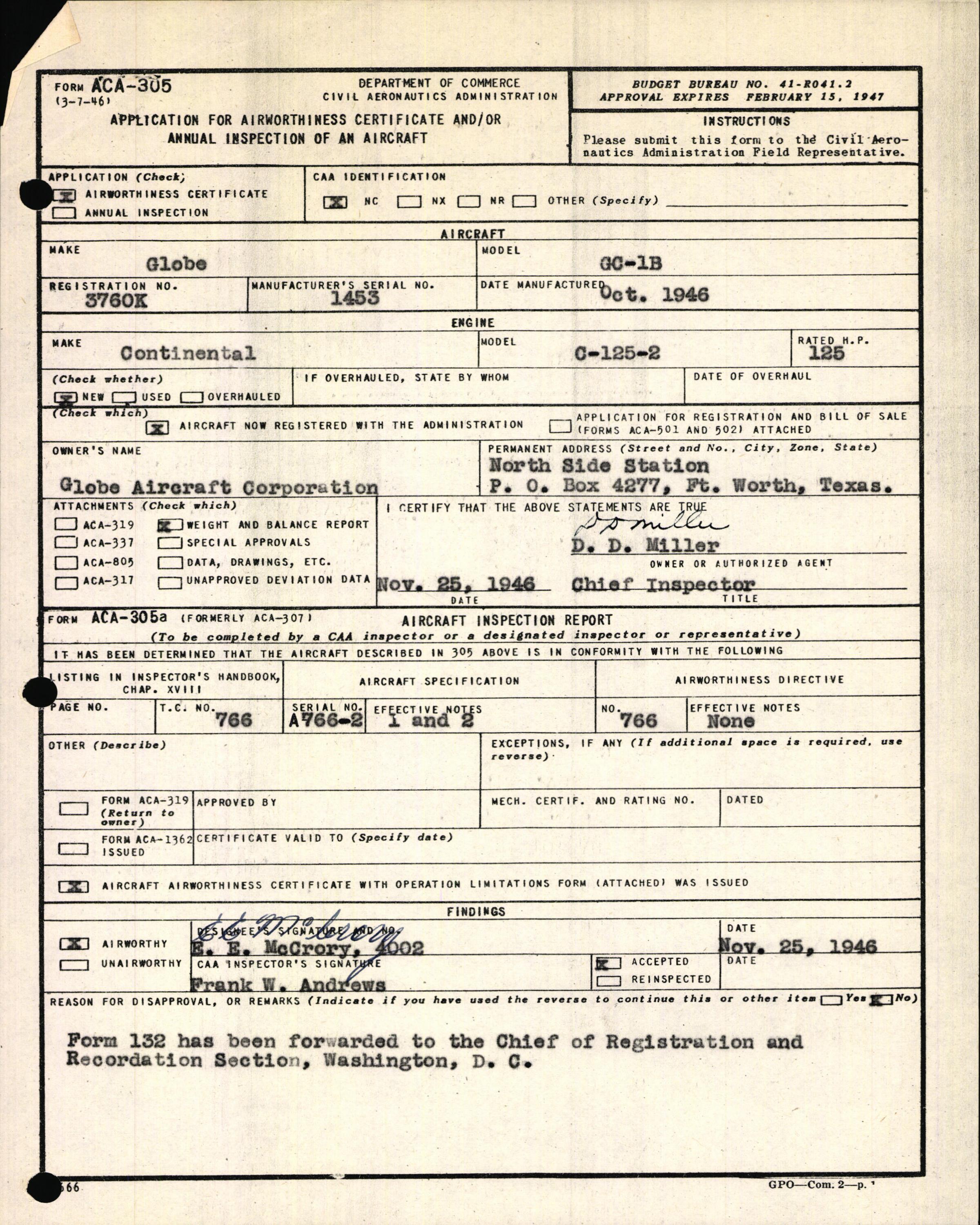 Sample page 3 from AirCorps Library document: Technical Information for Serial Number 1453
