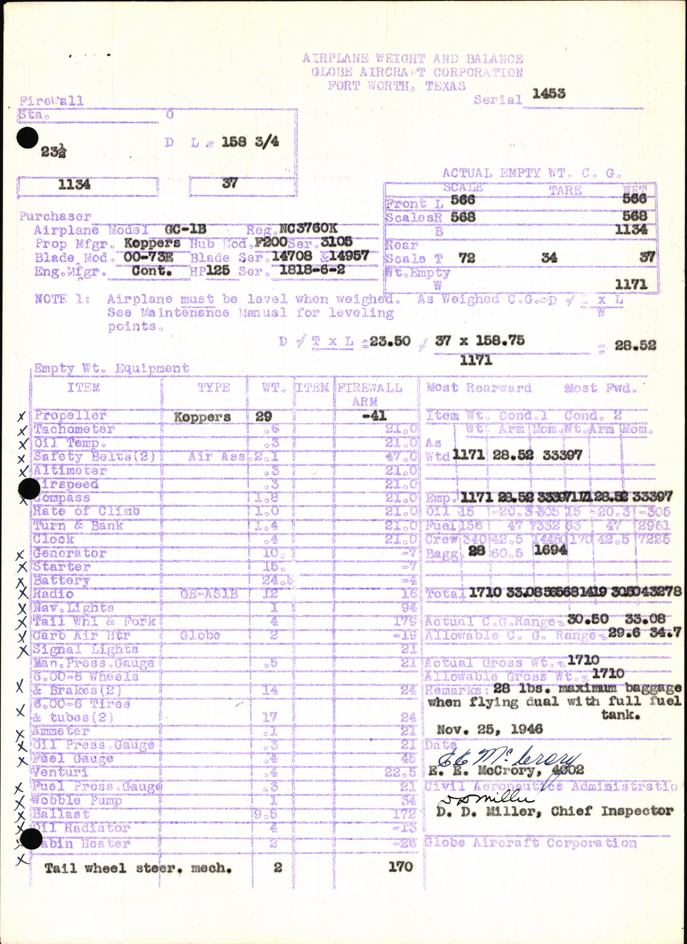 Sample page 5 from AirCorps Library document: Technical Information for Serial Number 1453