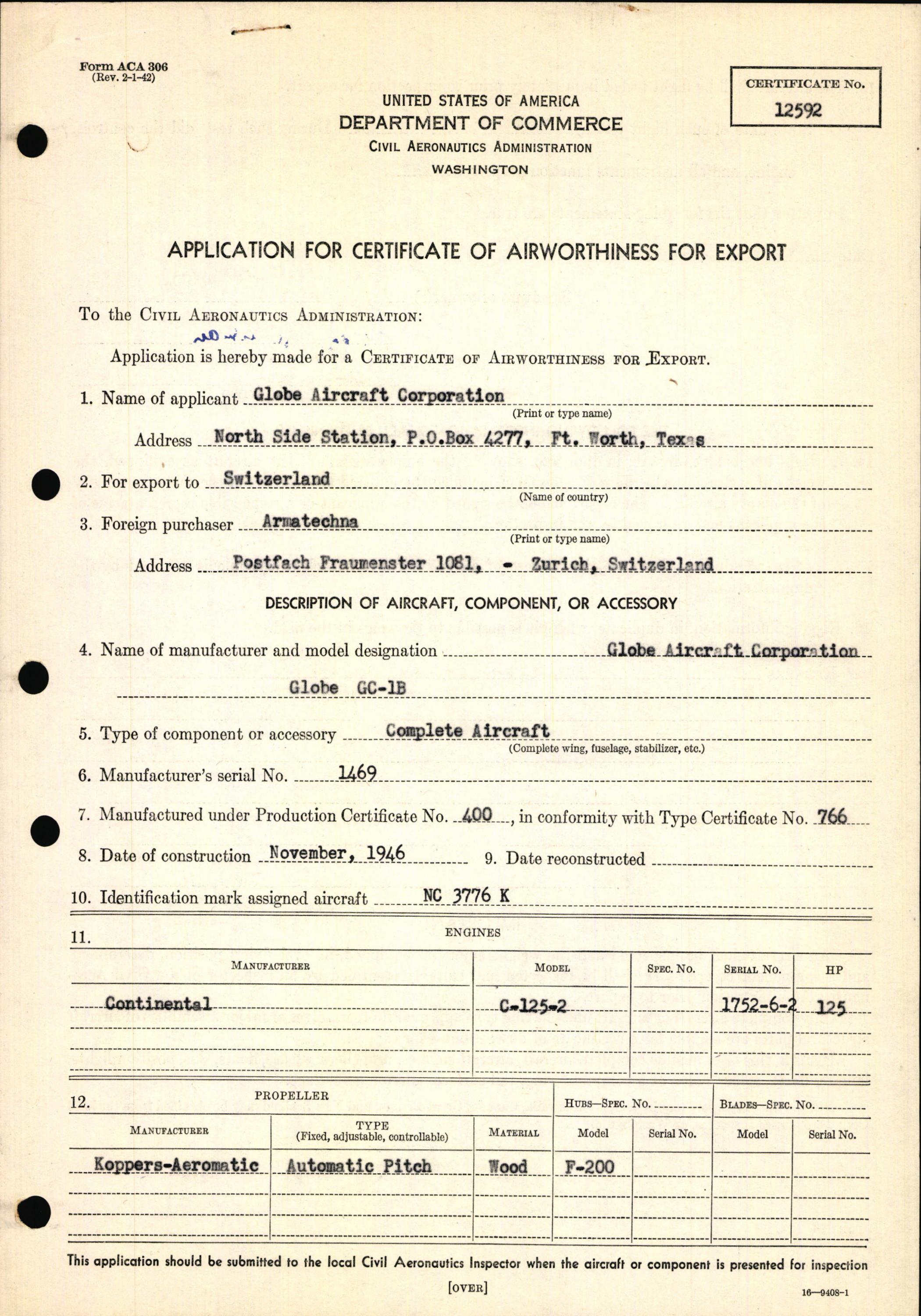 Sample page 5 from AirCorps Library document: Technical Information for Serial Number 1469