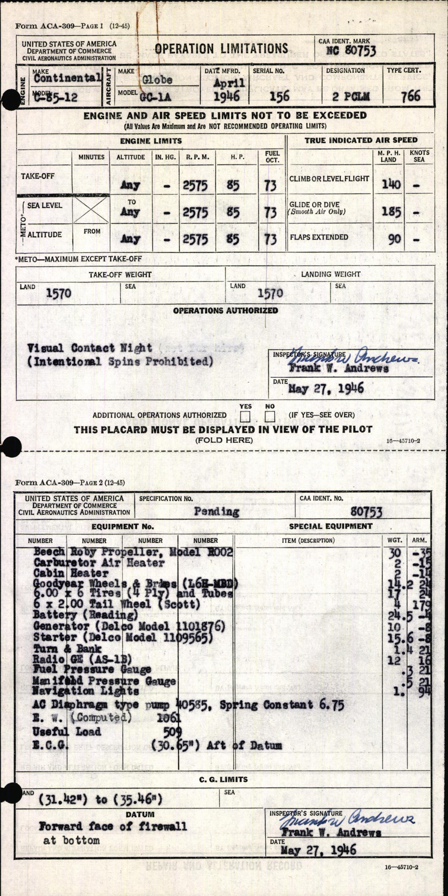 Sample page 7 from AirCorps Library document: Technical Information for Serial Number 156