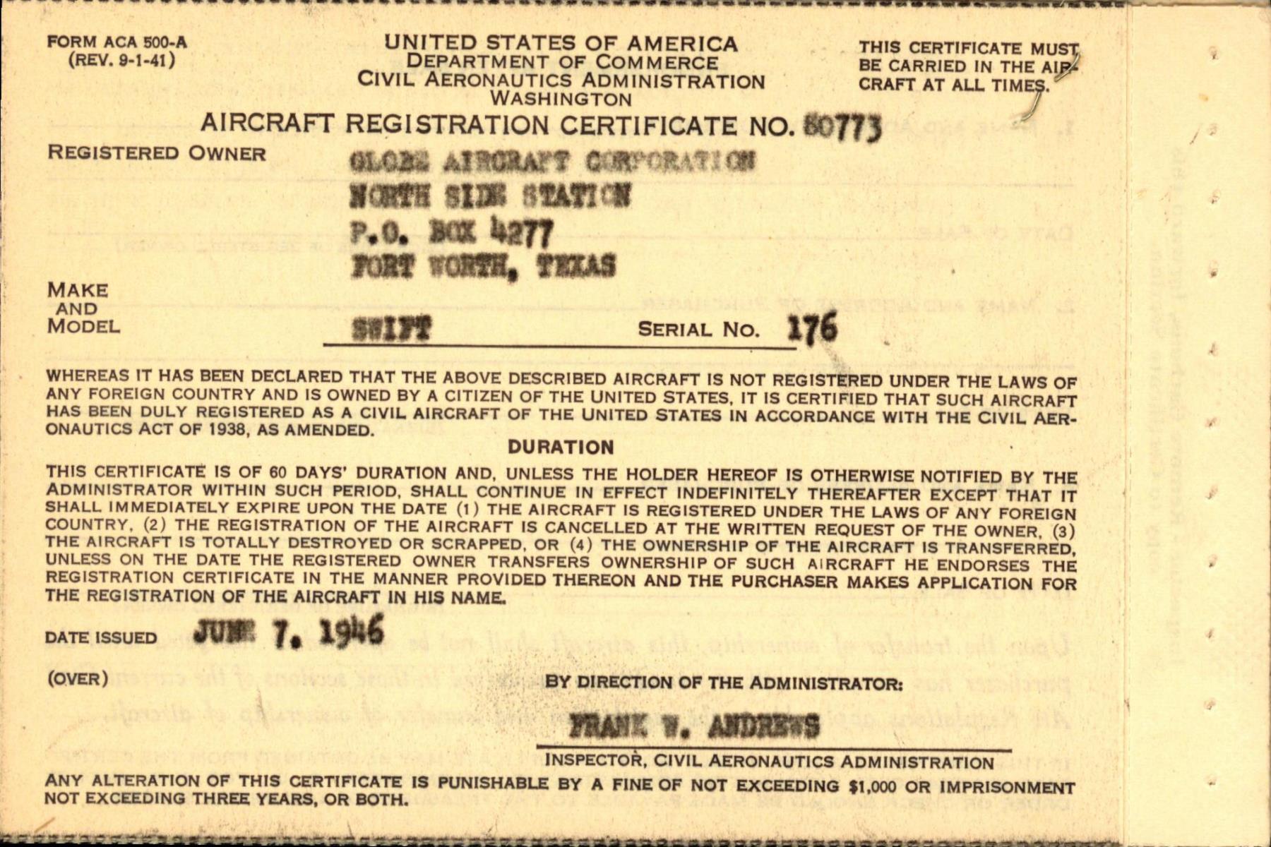 Sample page 4 from AirCorps Library document: Technical Information for Serial Number 176