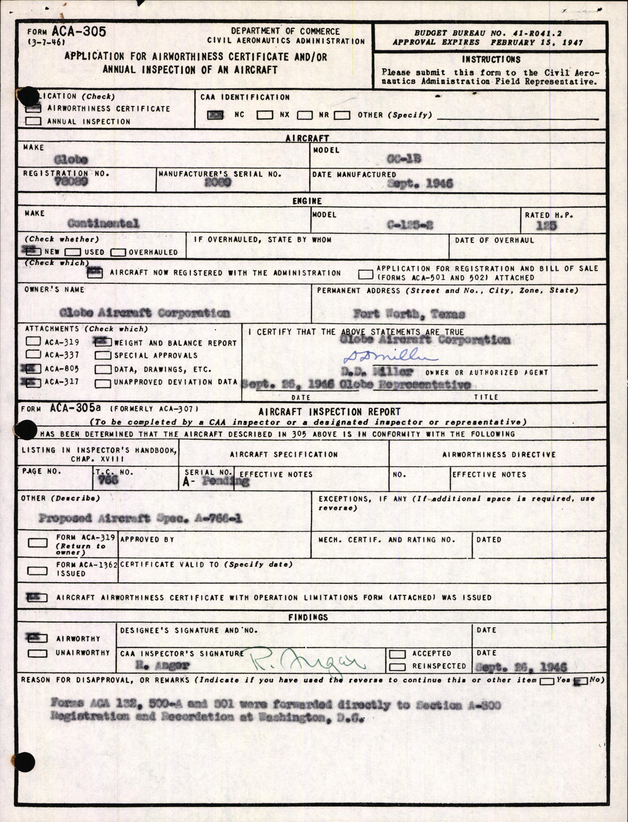 Sample page 3 from AirCorps Library document: Technical Information for Serial Number 2089