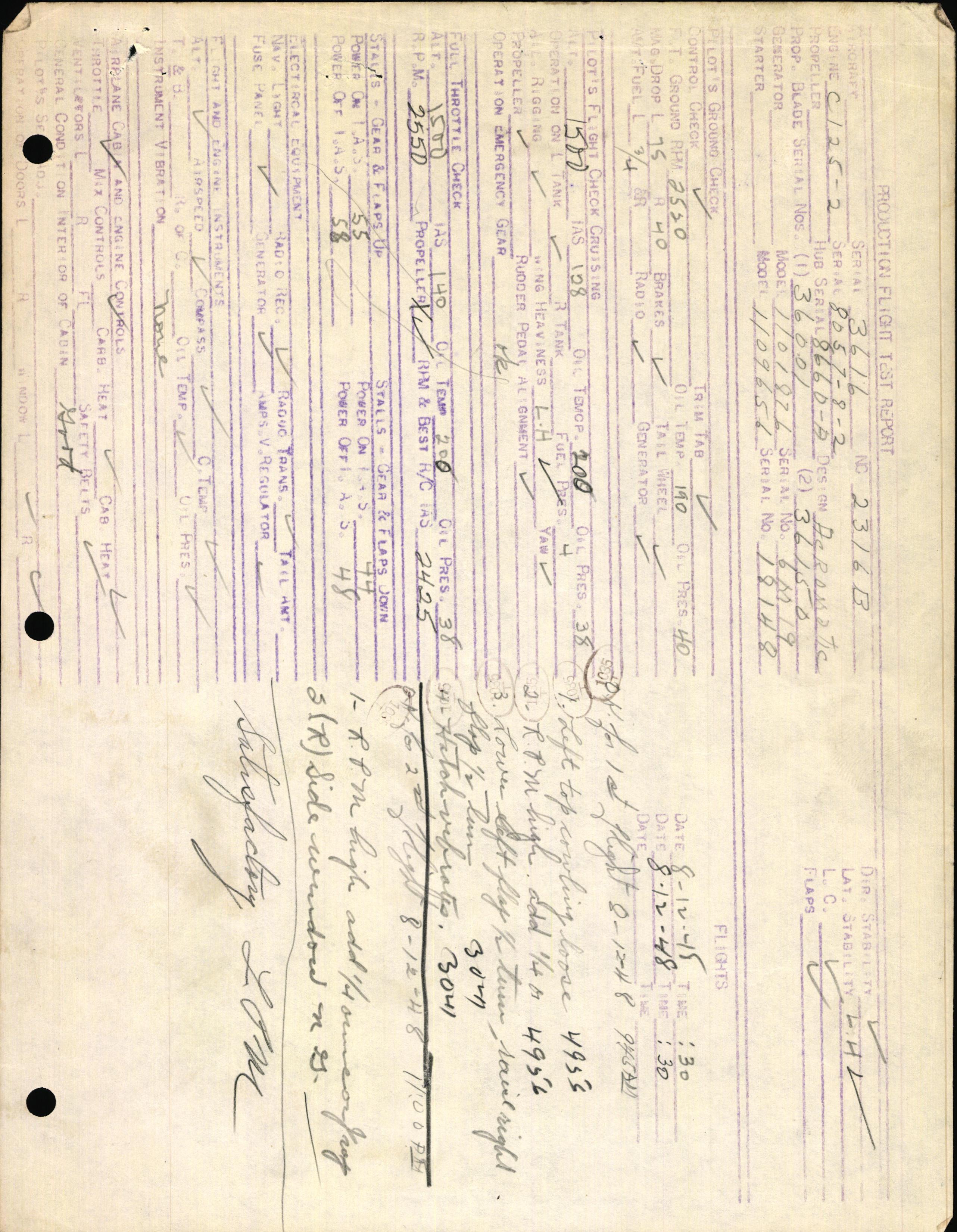 Sample page 3 from AirCorps Library document: Technical Information for Serial Number 3616