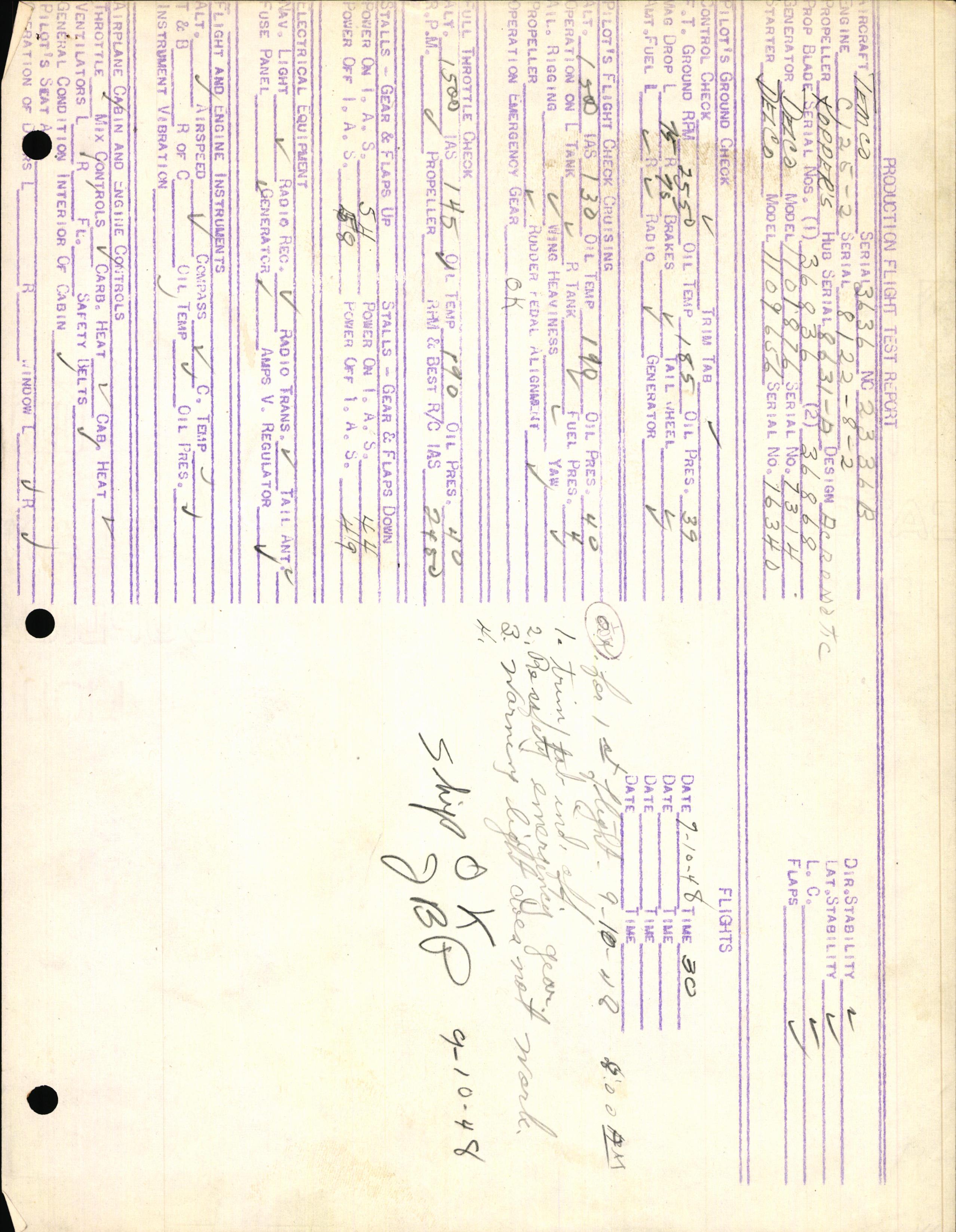 Sample page 2 from AirCorps Library document: Technical Information for Serial Number 3636