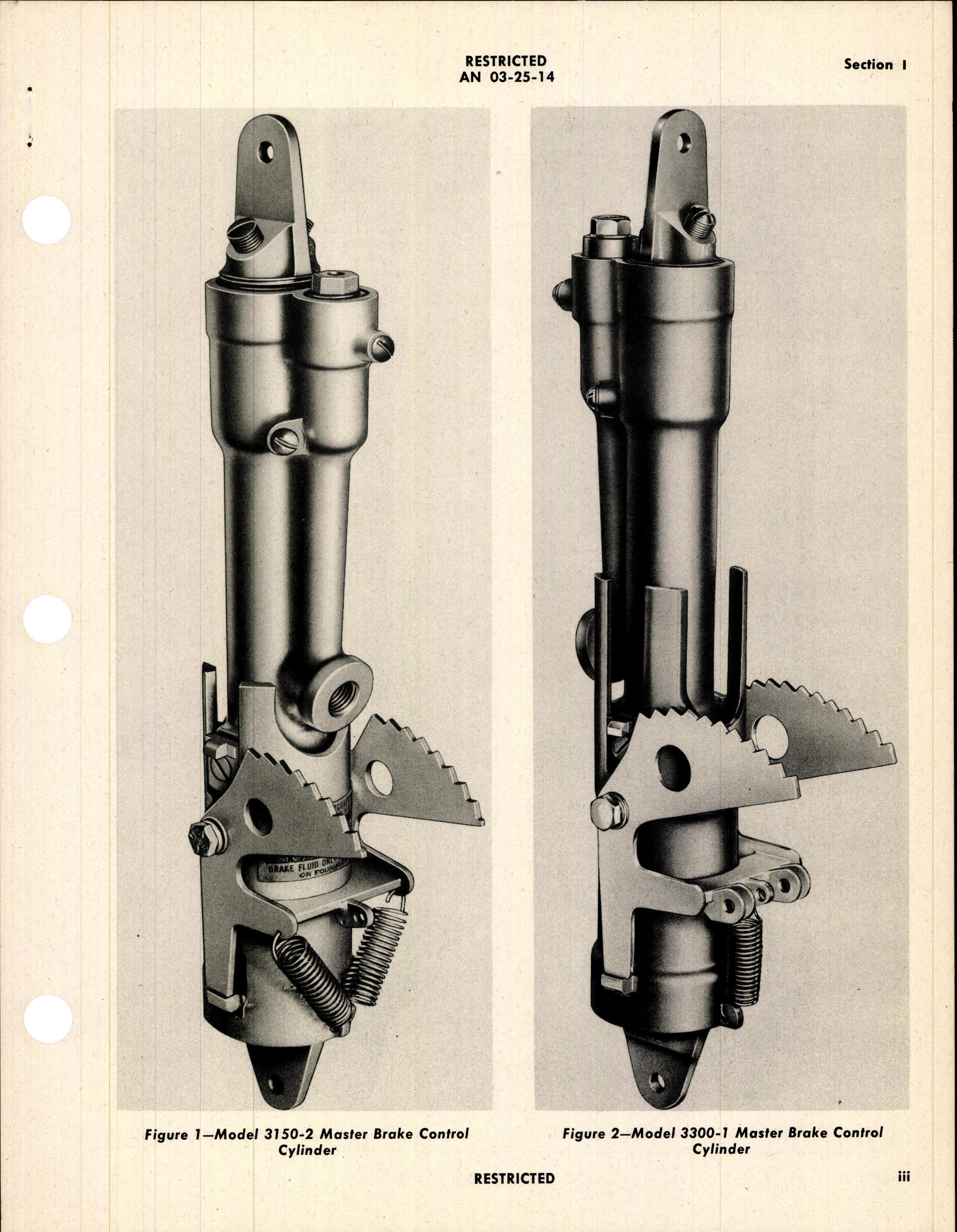 Sample page 5 from AirCorps Library document: Operation, Service, & Overhaul Instructions with Parts Catalog for Master Brake Control Cylinders