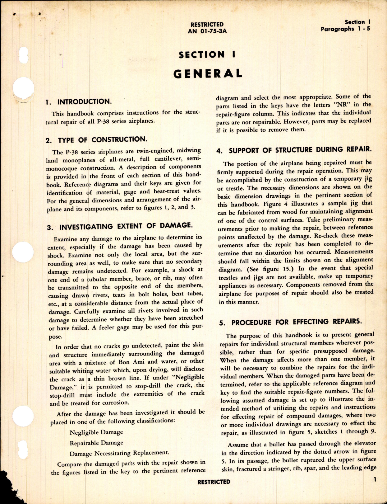 Sample page 7 from AirCorps Library document: Structural Repair Inst for P-38 Series thru P-38J-25, F-4, and F-5 Series