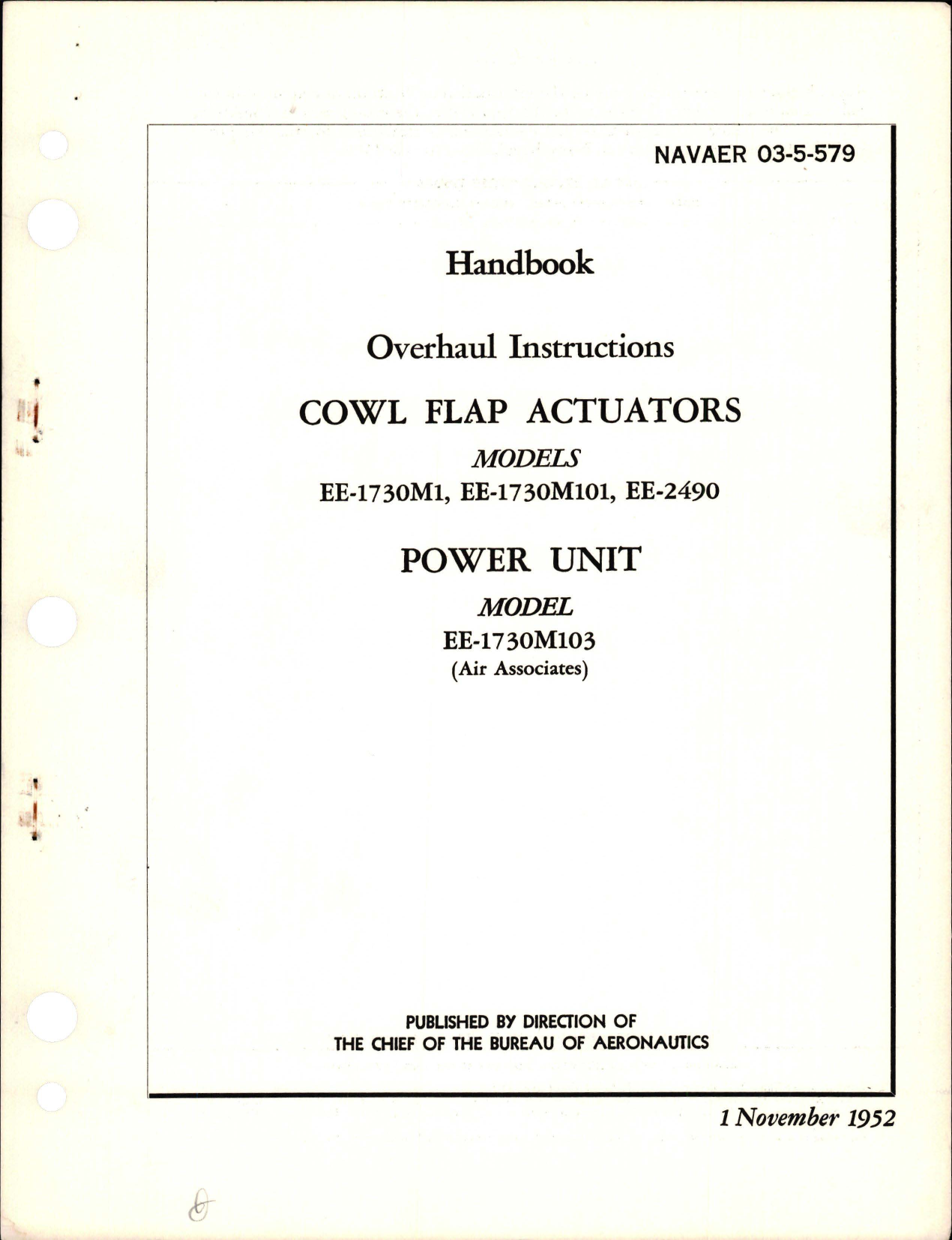 Sample page 1 from AirCorps Library document: Overhaul Instructions for Cowl Flap Actuators and Power Unit