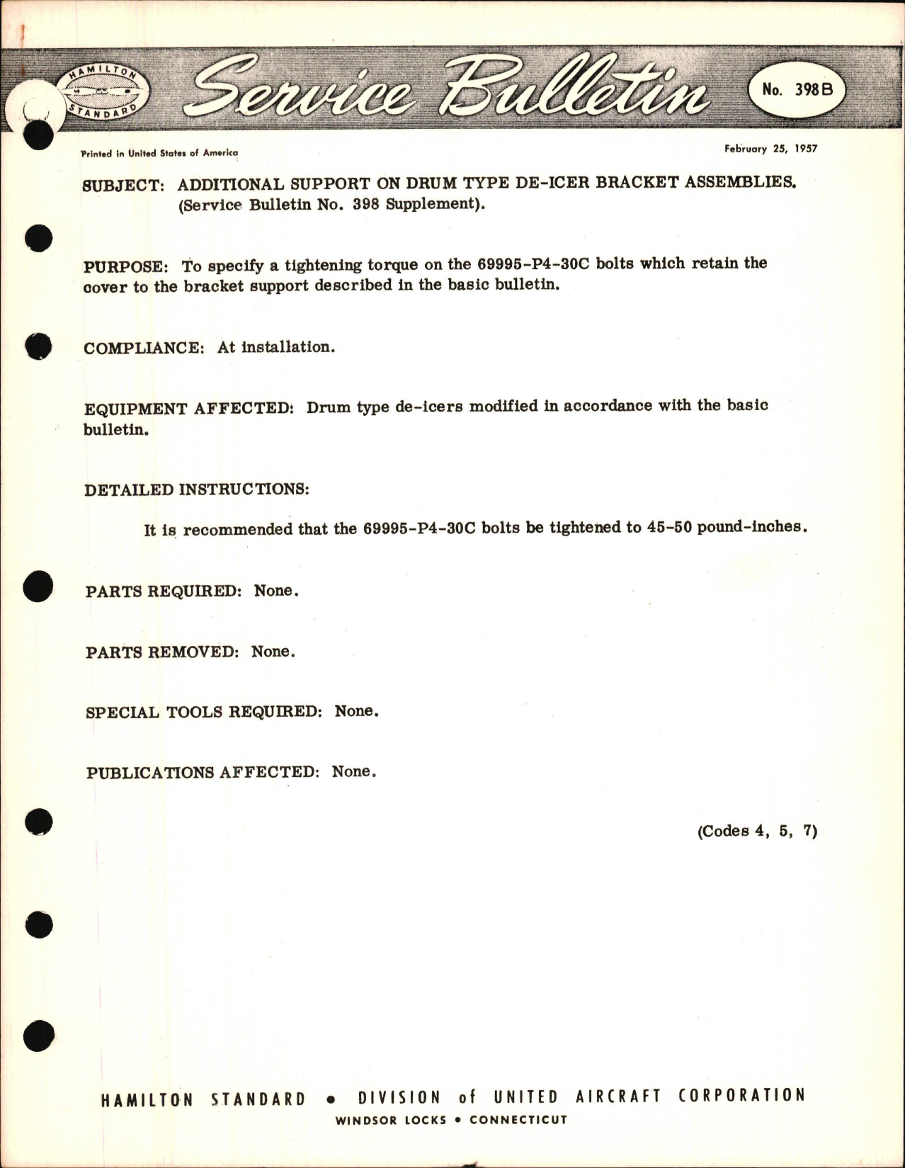 Sample page 1 from AirCorps Library document: Additional Support on Drum Type De-Icer Bracket Assemblies