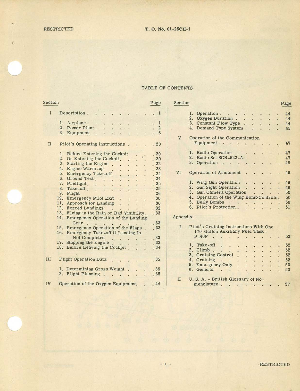 Sample page 5 from AirCorps Library document: Pilot's Flight Operating Instructions for P-40F and P-40L