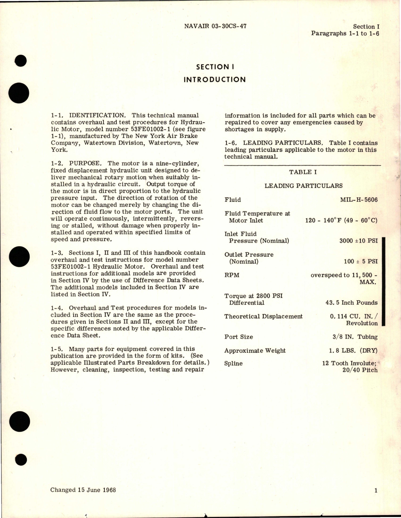 Sample page 5 from AirCorps Library document: Overhaul Instructions for Hydraulic Motor - Models 53FE01002-1 and 53FE01005-1 