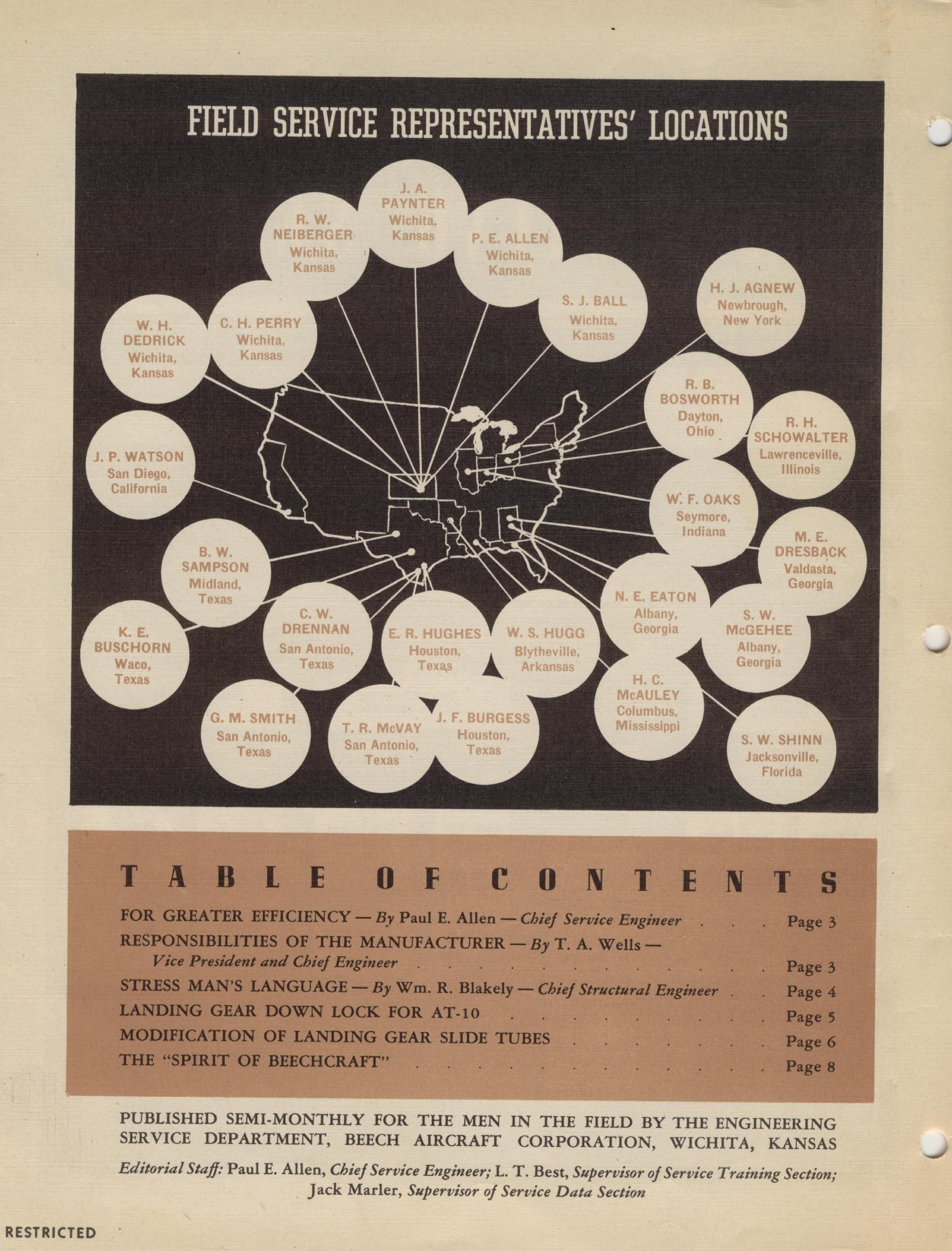 Sample page 2 from AirCorps Library document: Vol. I, No. 1 - Beechcraft Engineering Service