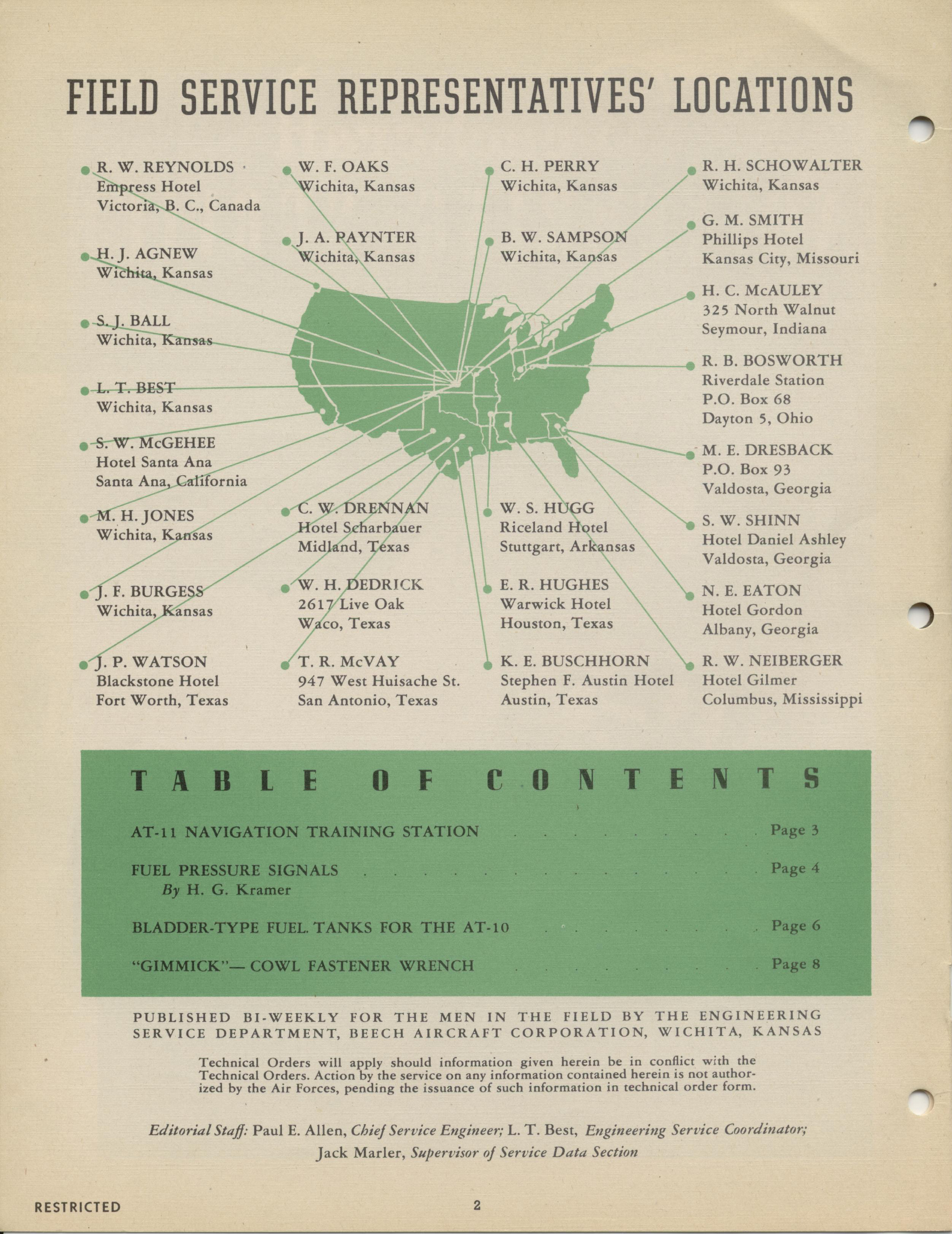 Sample page 2 from AirCorps Library document: Vol. I, No. 9 - Beechcraft Engineering Service
