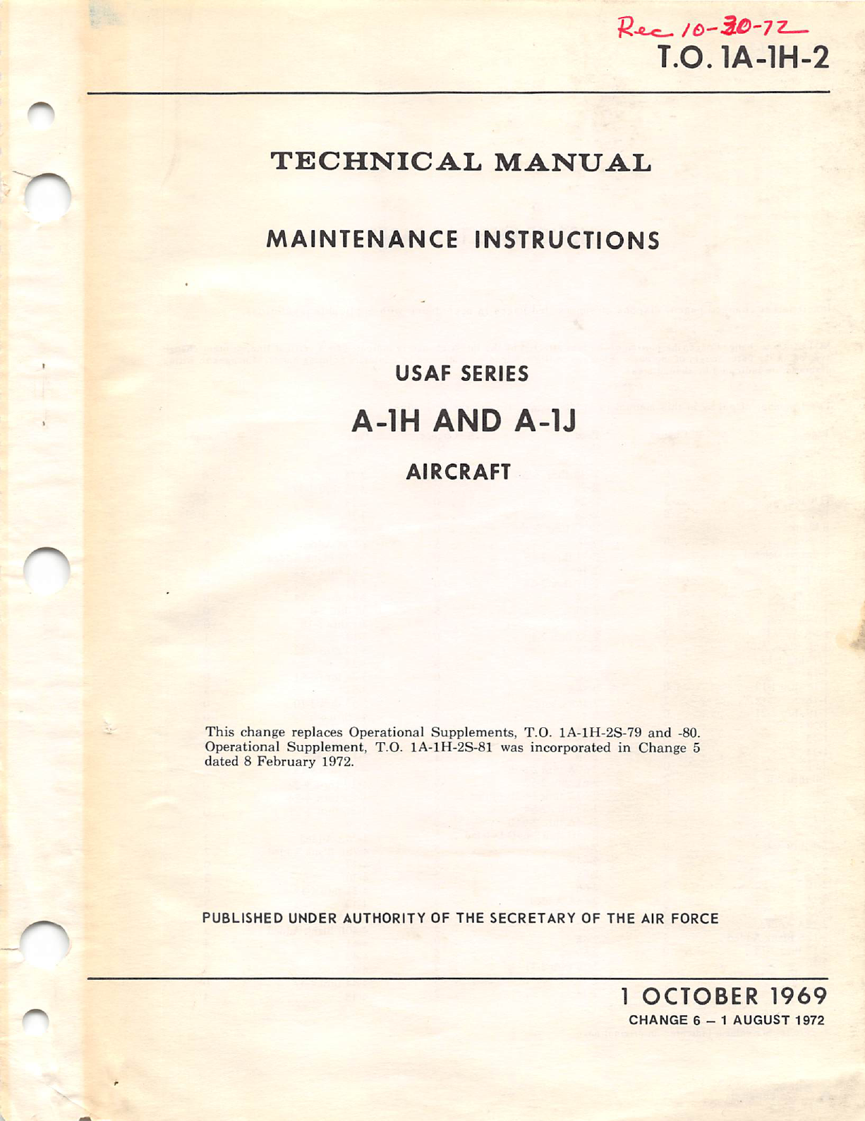 Sample page 1 from AirCorps Library document: Maintenance Instructions for A-1H and A-1J