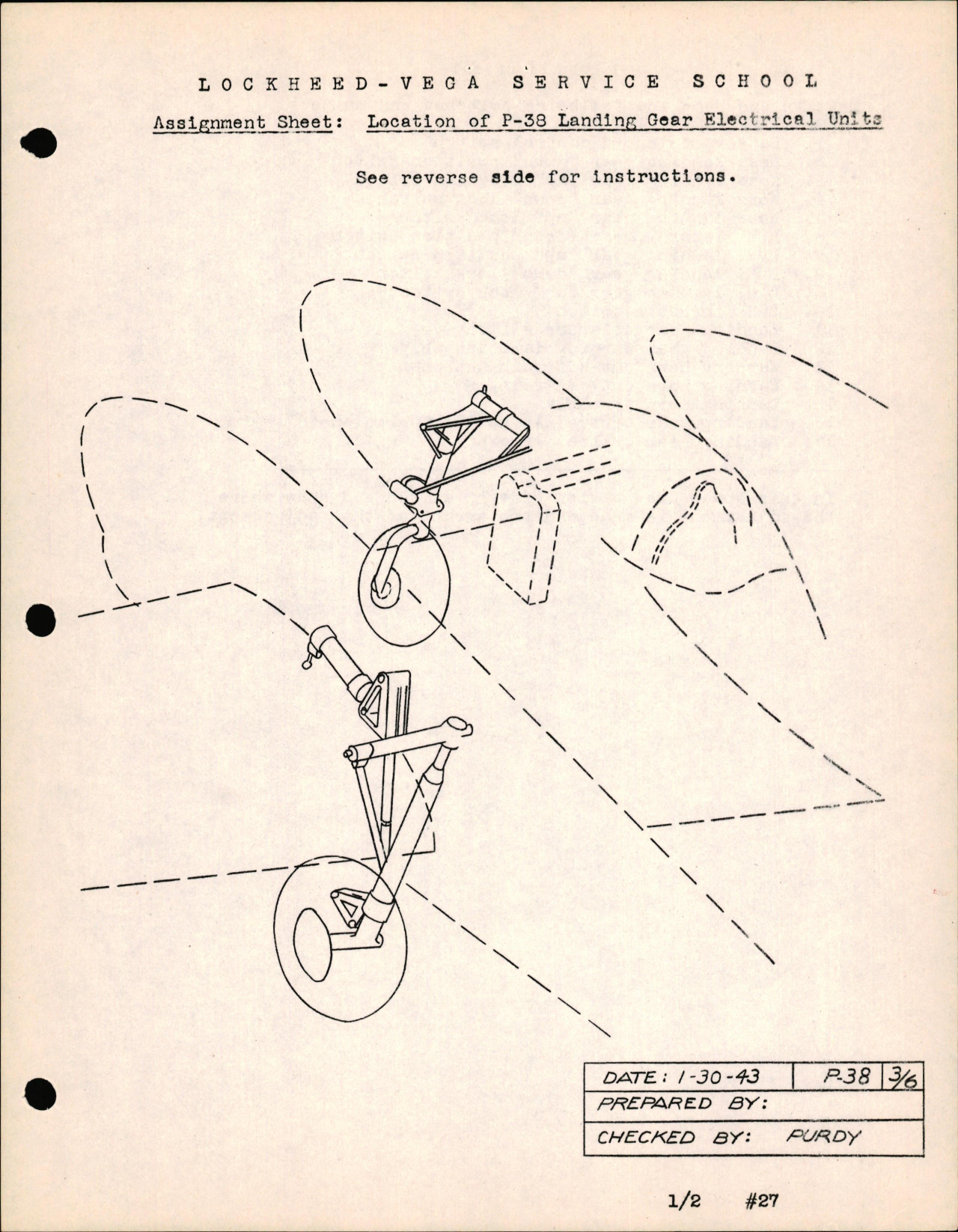 Sample page 1 from AirCorps Library document: Location of P-38 Landing Gear Electrical Units