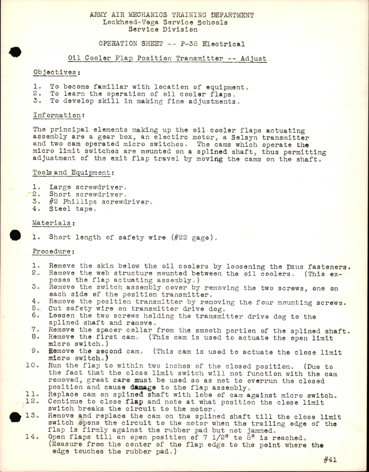 Sample page 1 from AirCorps Library document:  P-38 Electrical - Oil Cooler Flap Position Transmitter 