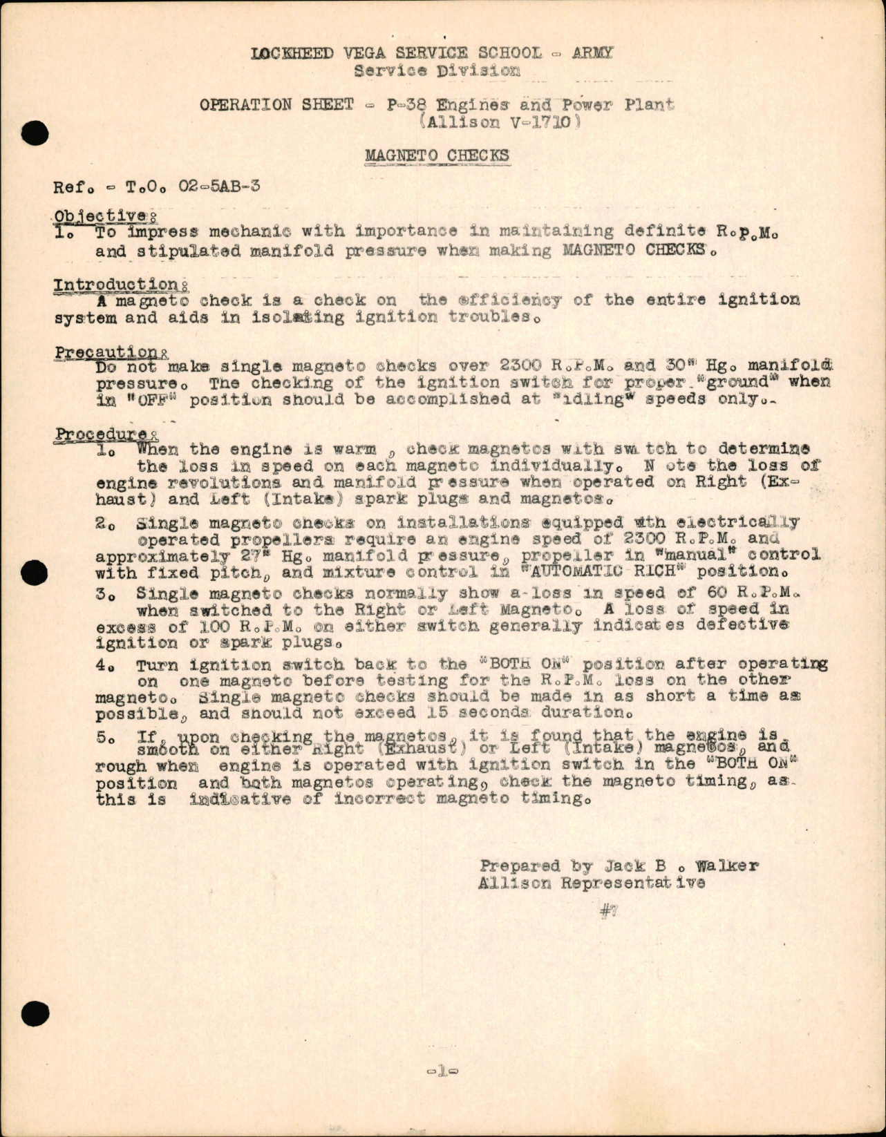Sample page 1 from AirCorps Library document: P-38 Engines & Powerplant (Allison V-1710) - Magneto Checks
