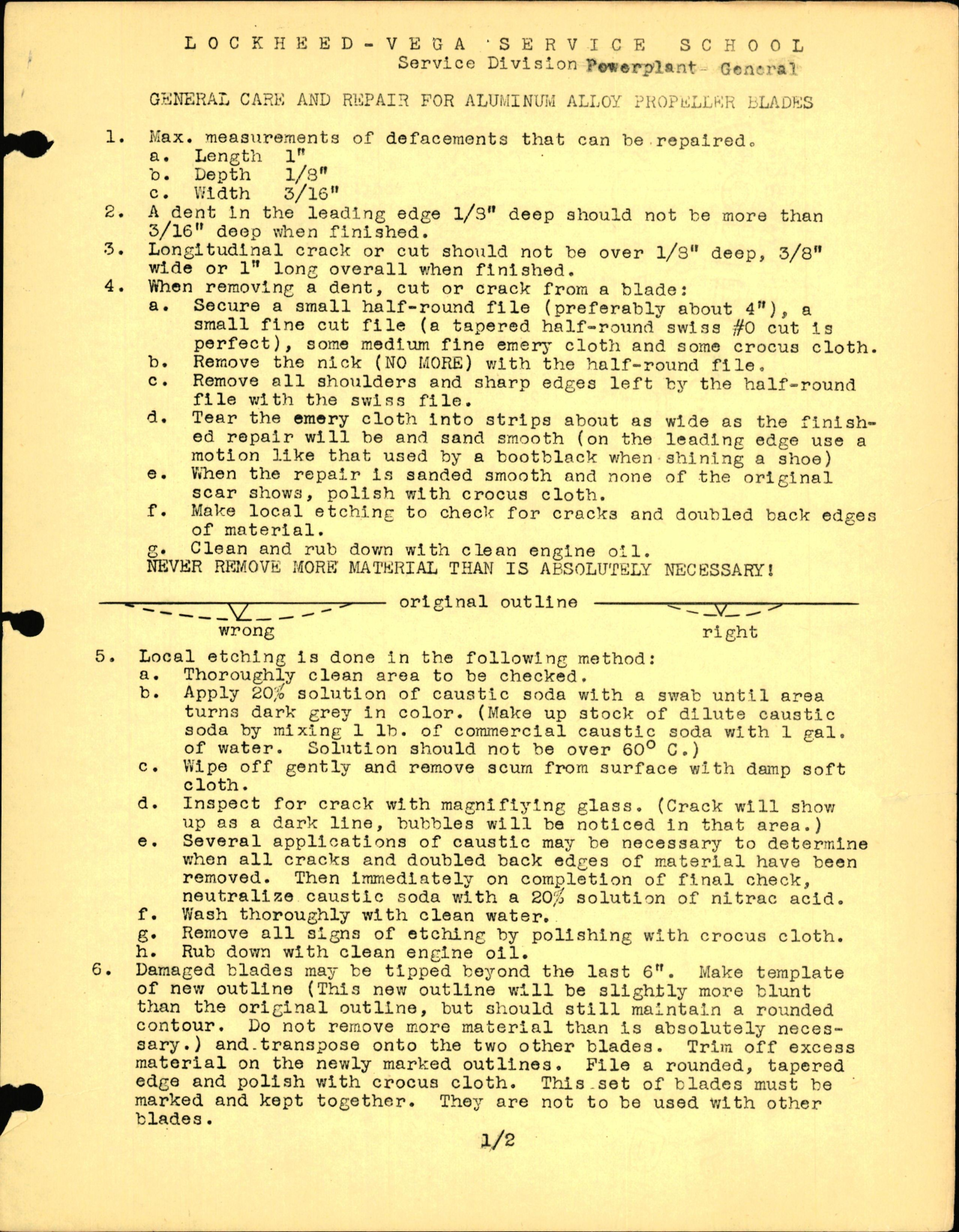 Sample page 1 from AirCorps Library document: General Care & Repair for Aluminum Alloy Propeller Blades