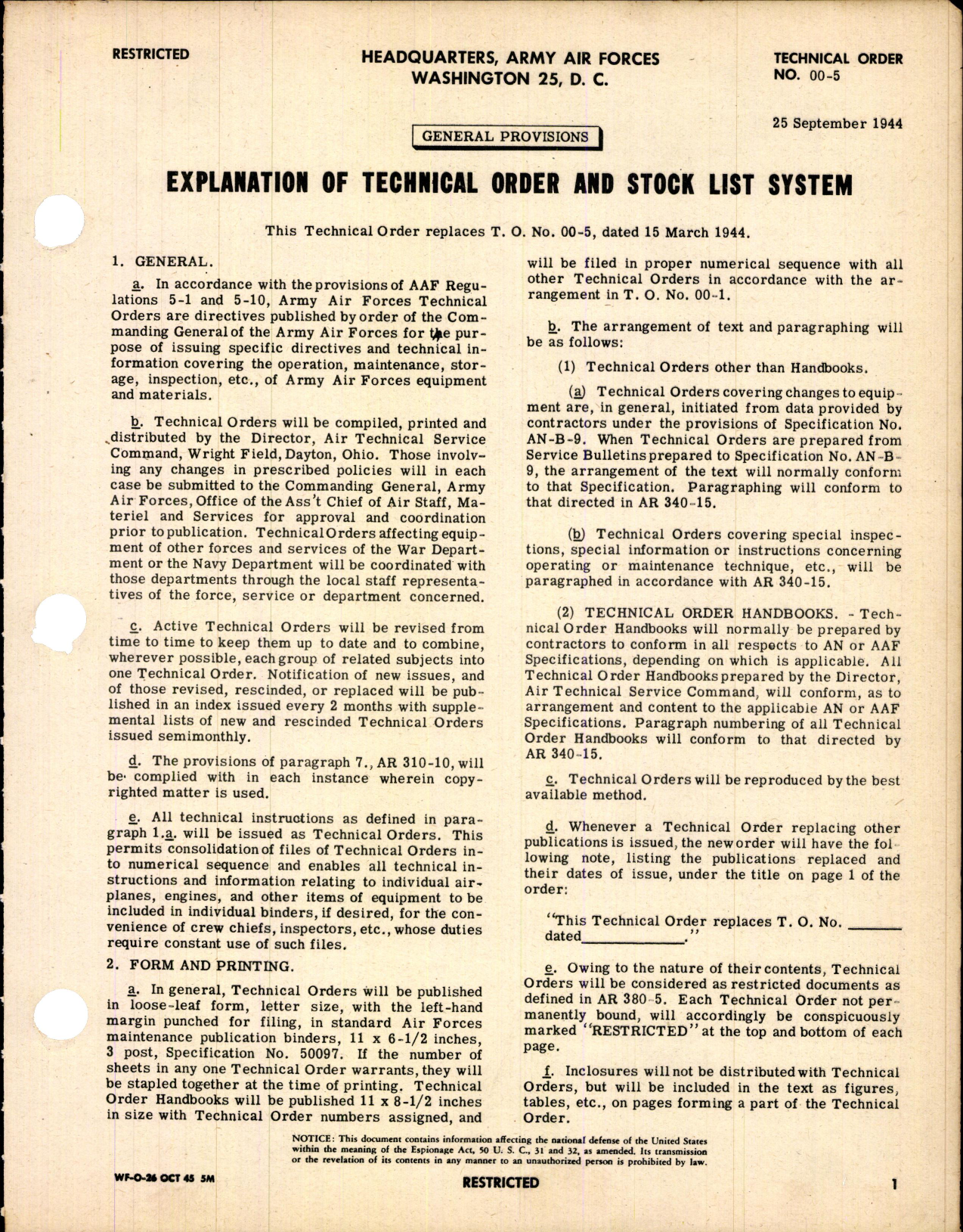 Sample page 1 from AirCorps Library document: Explanation of Technical Order & Stock List System