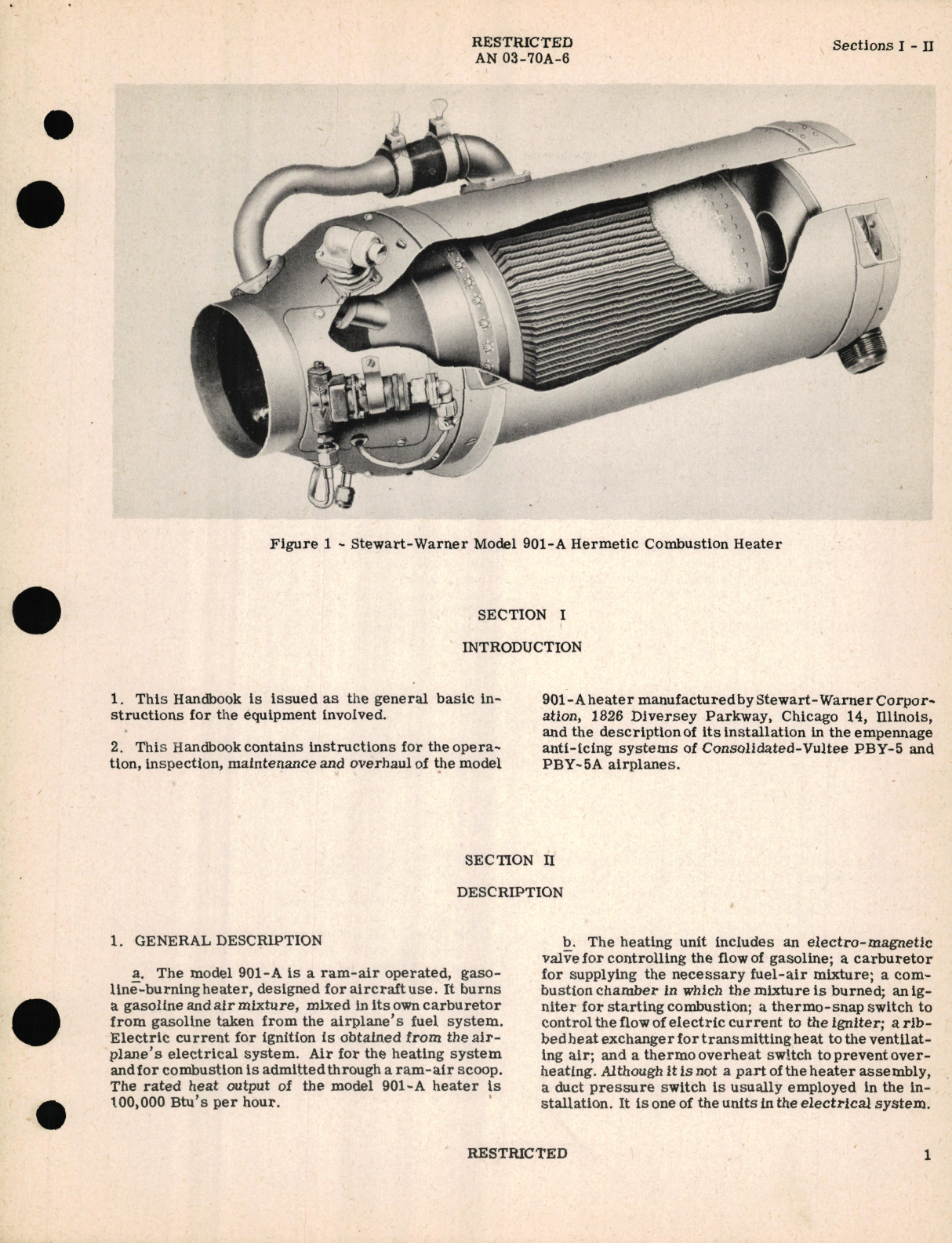 Sample page 5 from AirCorps Library document: Handbook of Instructions with Parts Catalog for Space Heater Model 901-A